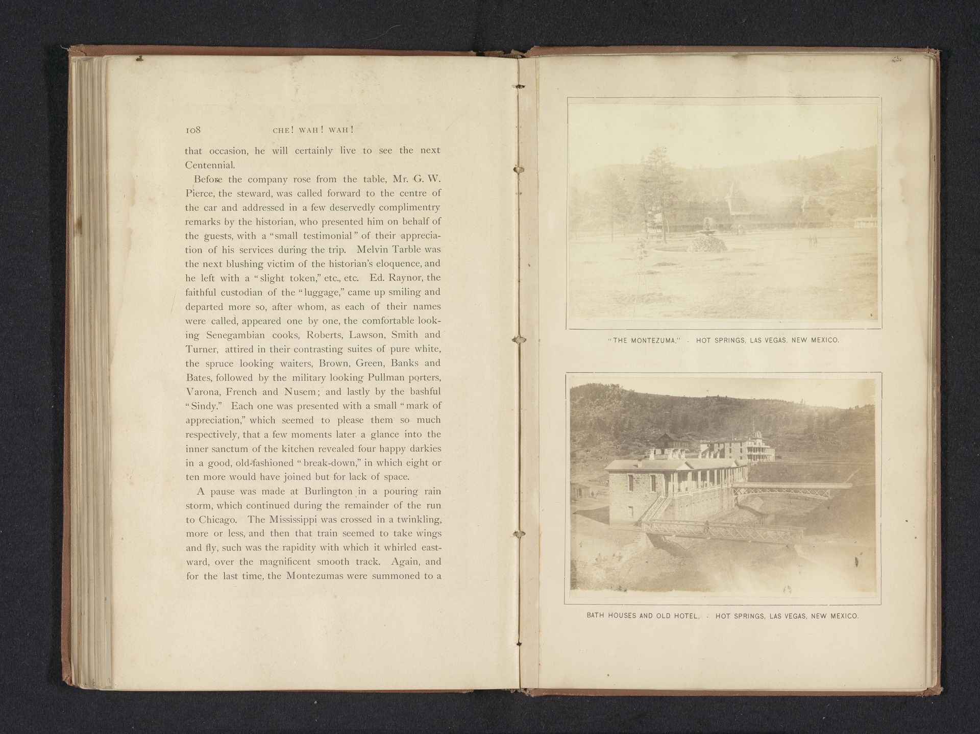Gezicht op hotels en badhuizen in Las Vegas in New Mexico by R.D. Cleveland