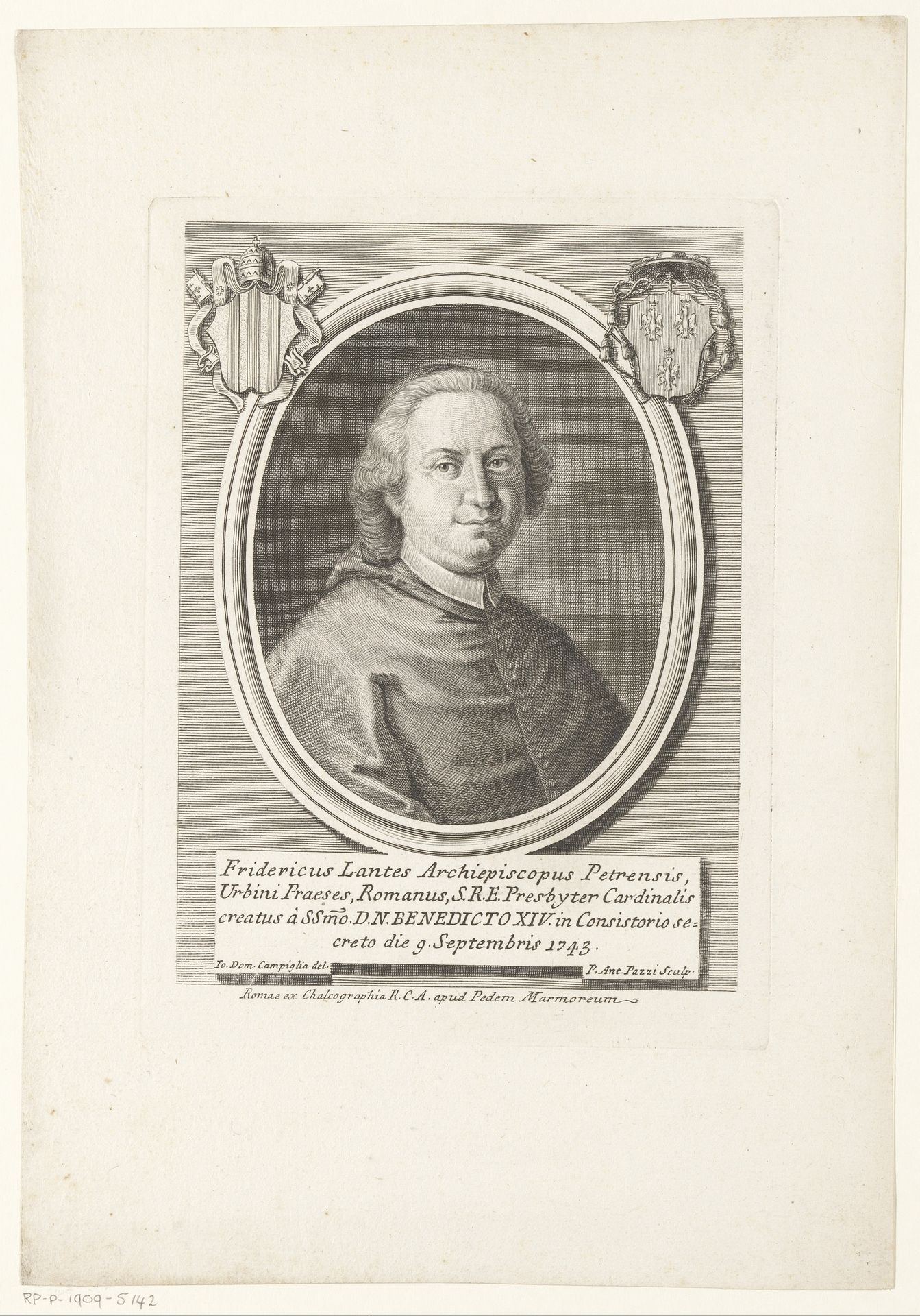 Portret van kardinaal Federico Marcello Lante by Antonio Pazzi