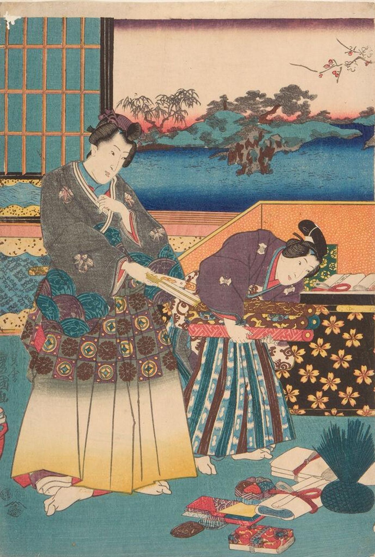 New Year Festivities at the House of Spring Colors (Shunshoku-ya kata no kotobuki) by Utagawa Kunisada