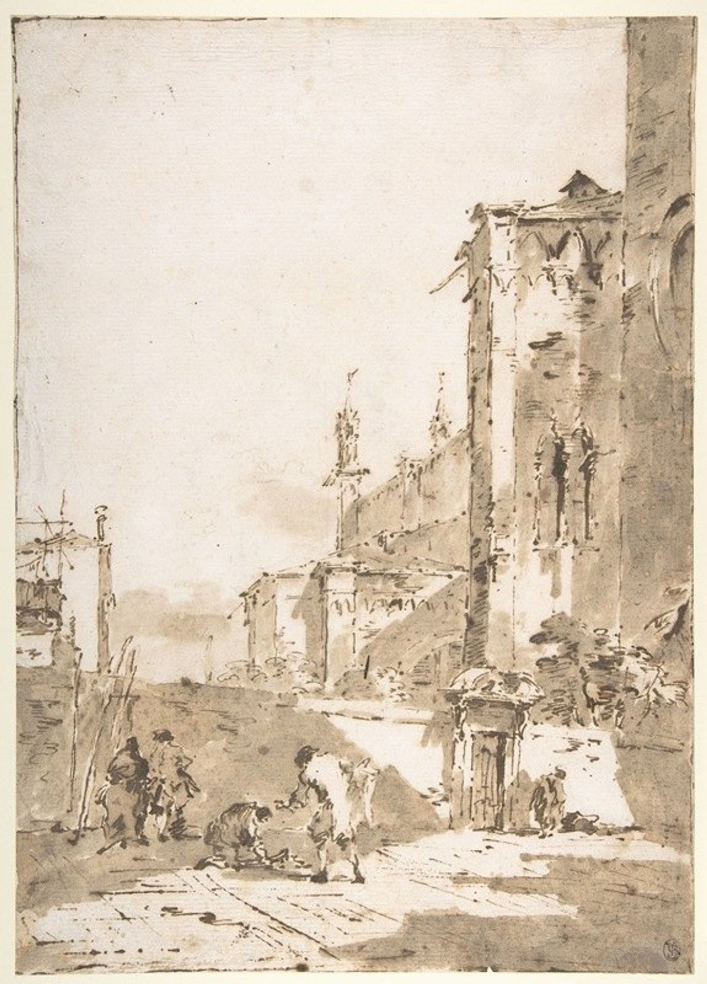 Dice Players in a Venetian Square by Francesco Guardi