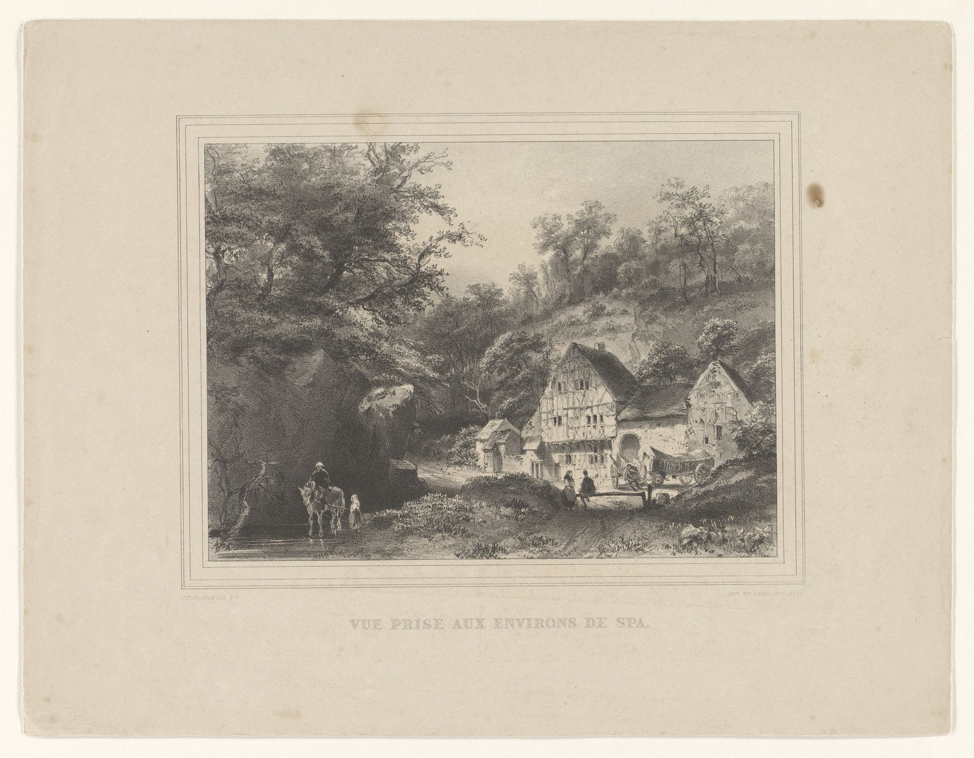 Gezicht op een woning in een heuvellandschap nabij Spa by Théodore Fourmois