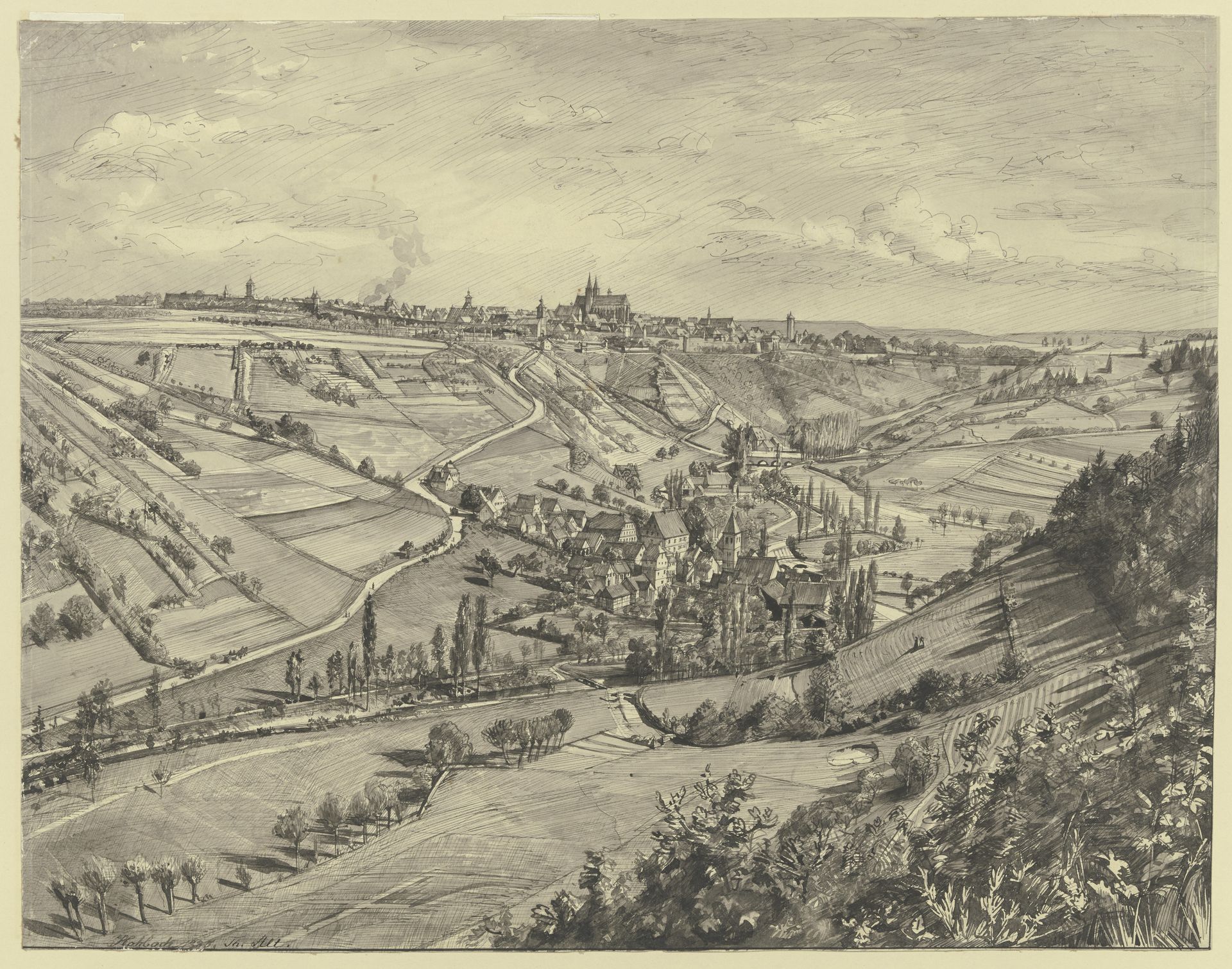 Blick auf Rothenburg ob der Tauber by Theodor Alt