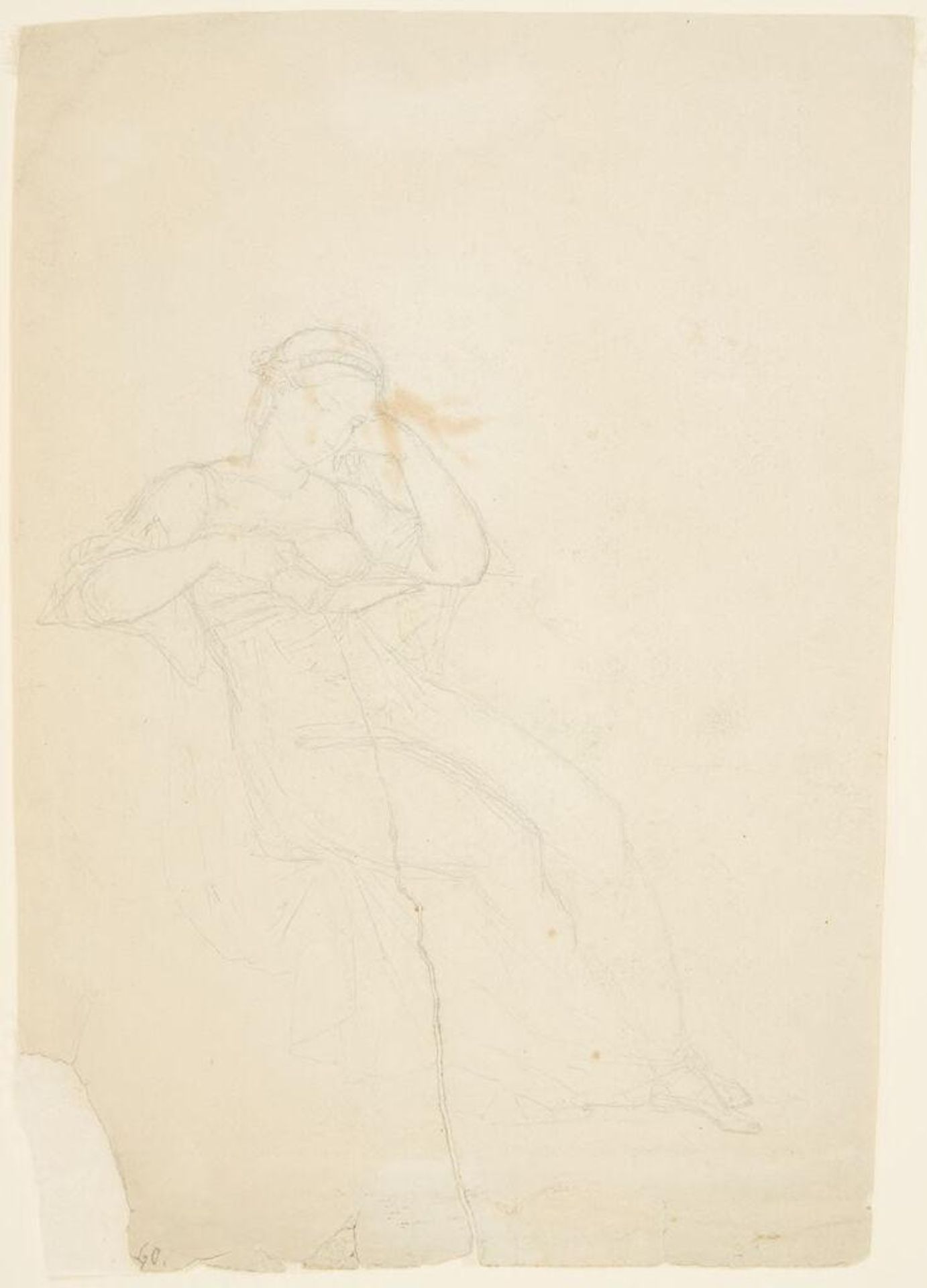 Full-Length Seated Woman Reading, for "Contemplation" by Washington Allston