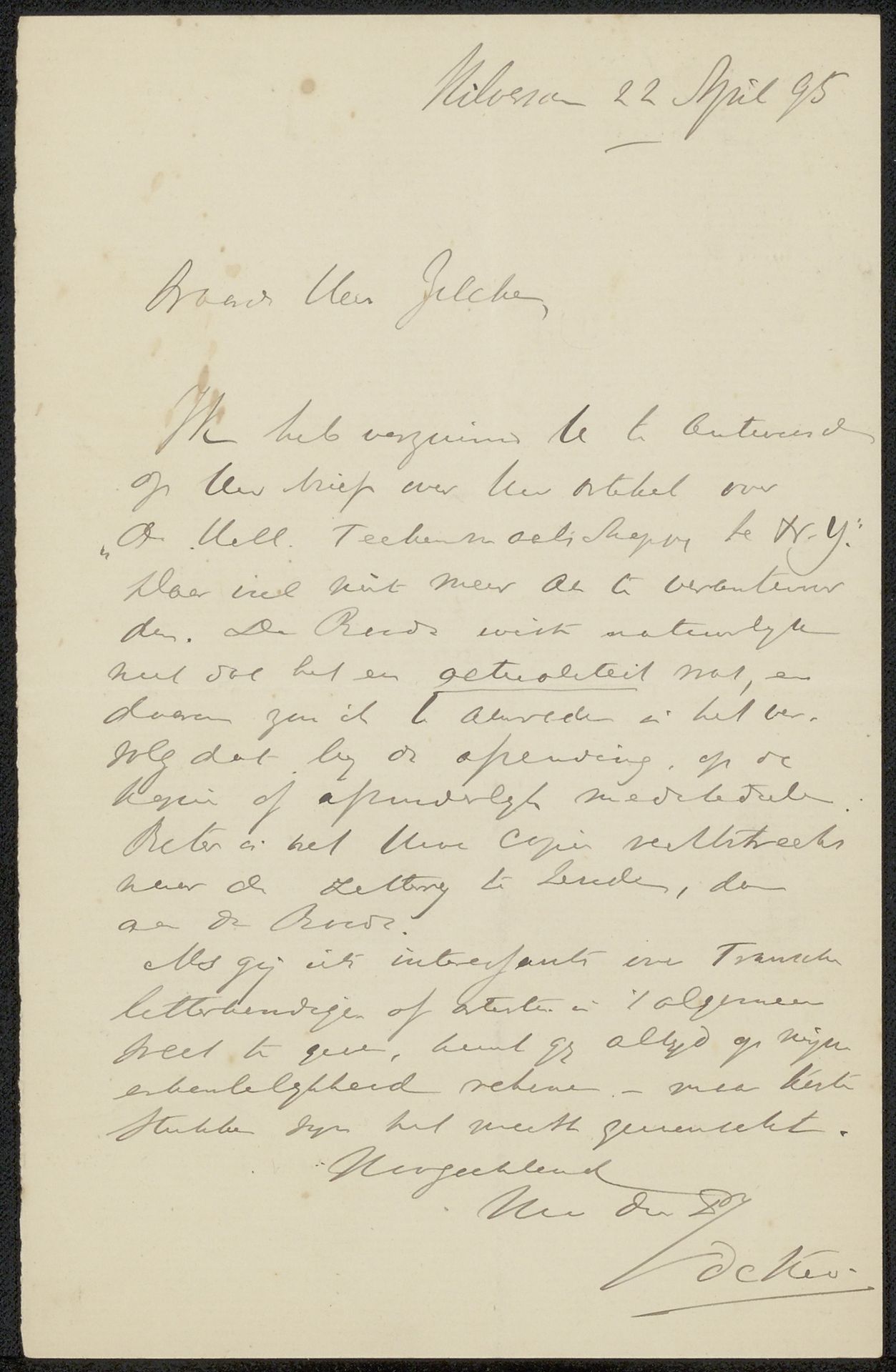 Brief aan Philip Zilcken by Johannes de Koo