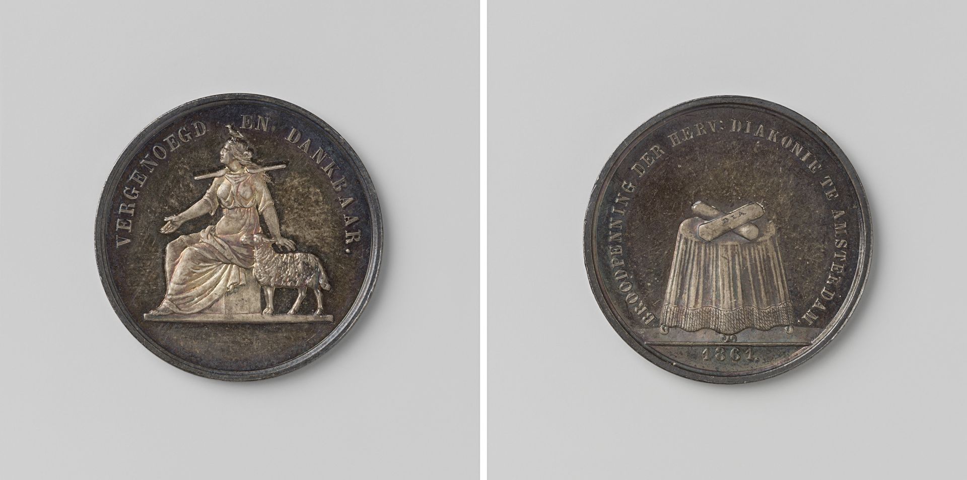 Hervormde Diakonie te Amsterdam, loodje geschonken aan nieuw aangekomen diakenen en diakenessen by David van der (1804-1879) Kellen