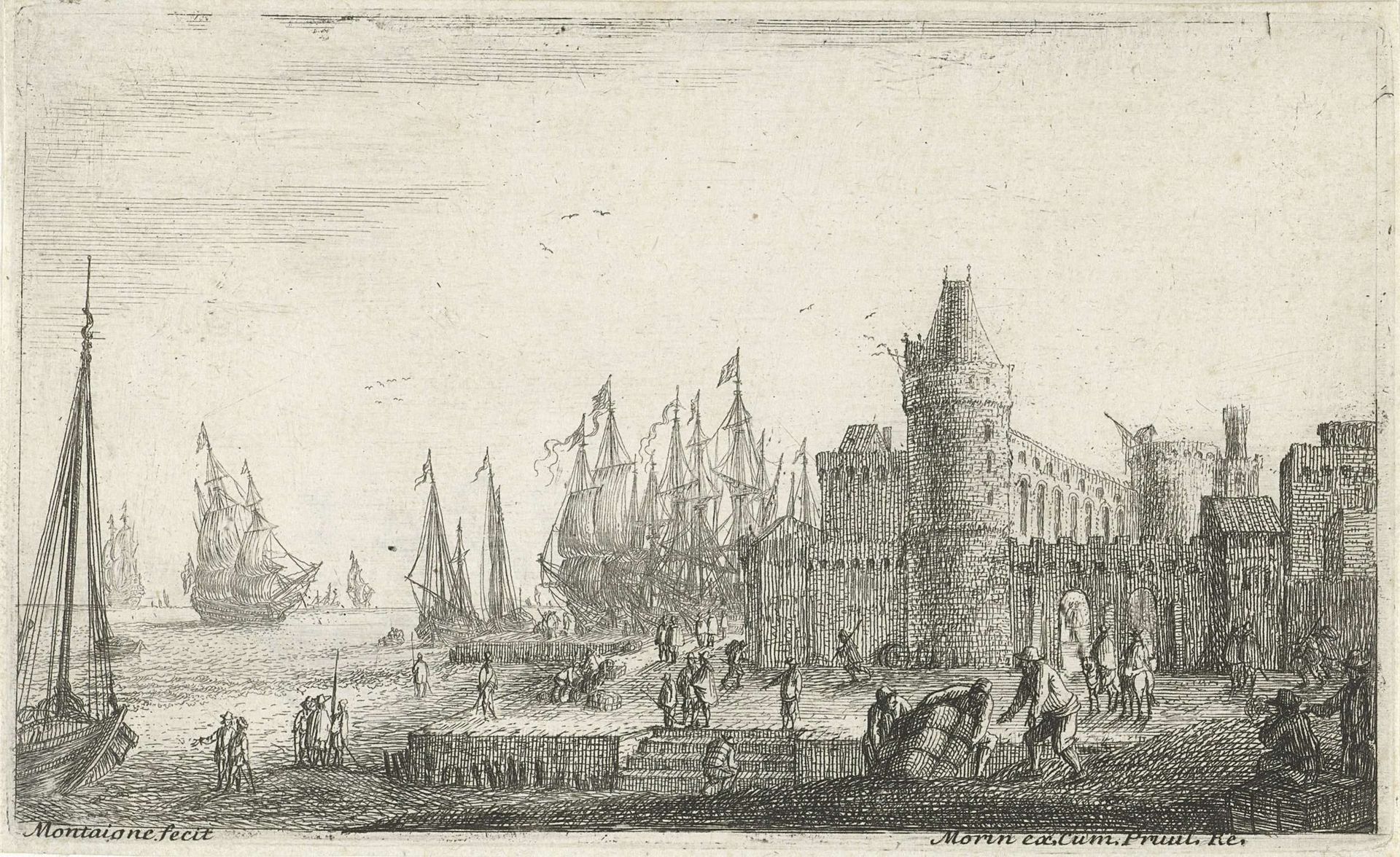 Gezicht op haven met vesting by Matthieu van Plattenberg