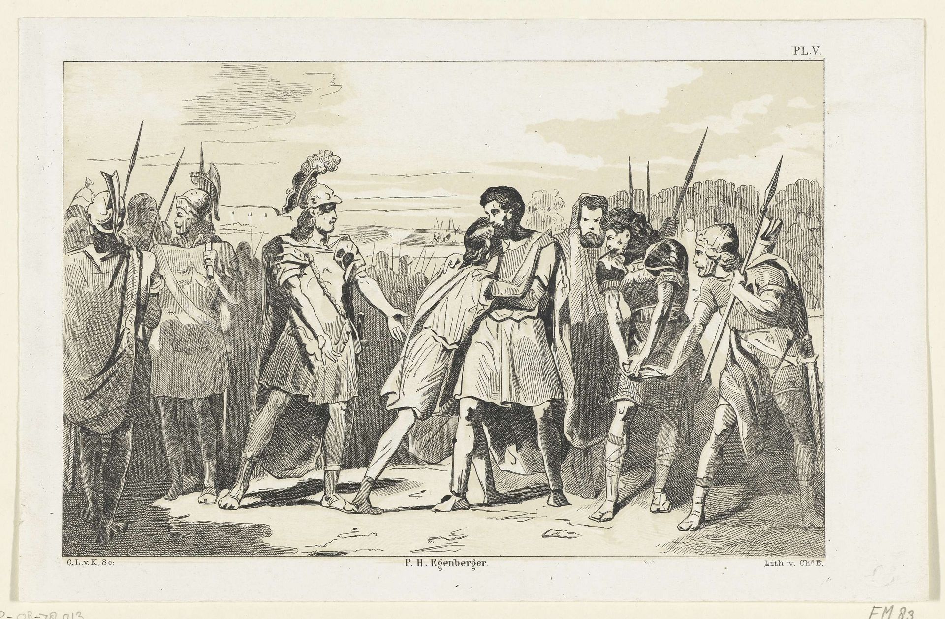 Julianus bezorgt de gegijzelde zoon terug bij de leider der Chamaven, ca. 350-363 by Christiaan Lodewijk van Kesteren