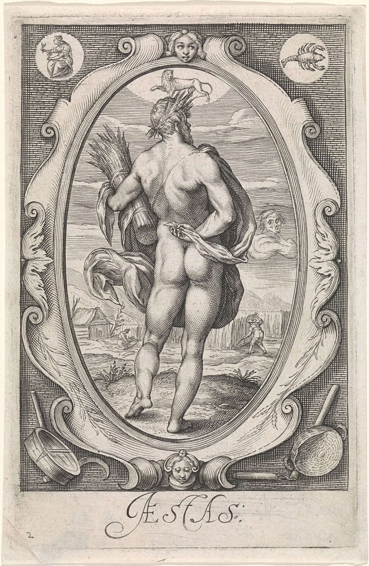 Personificatie van de zomer (aestas) by Jacob Matham