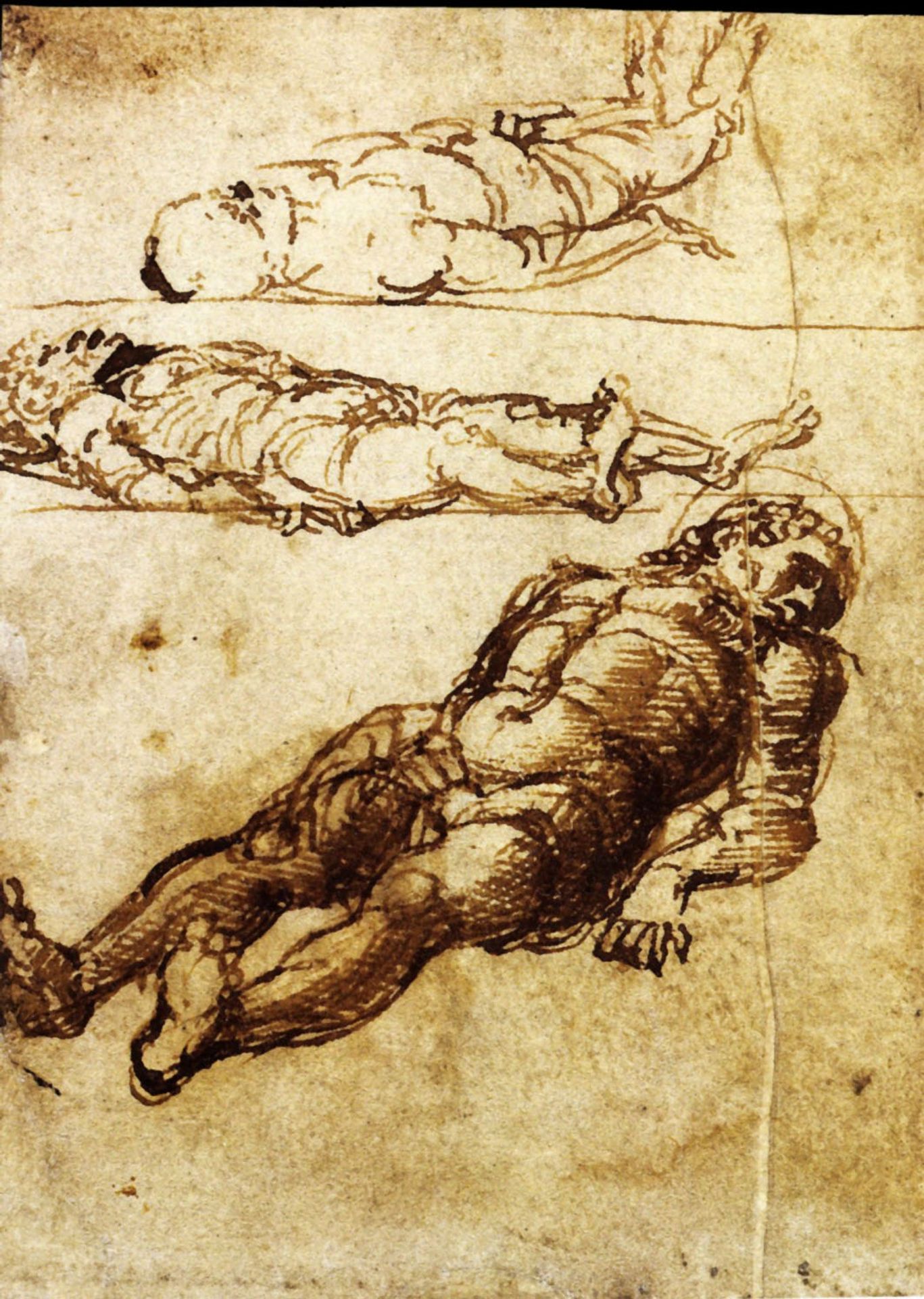 Three studies elongated figures by Andrea Mantegna