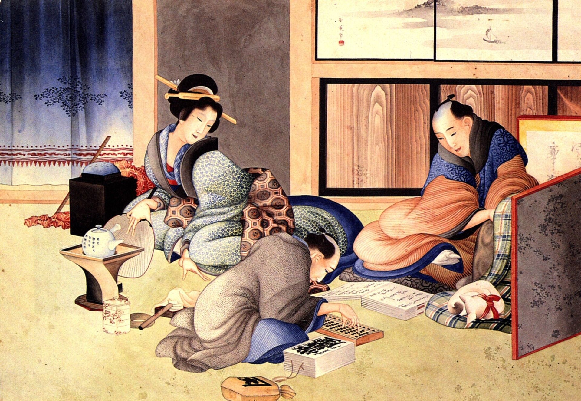 A merchant making up the account by Katsushika Hokusai