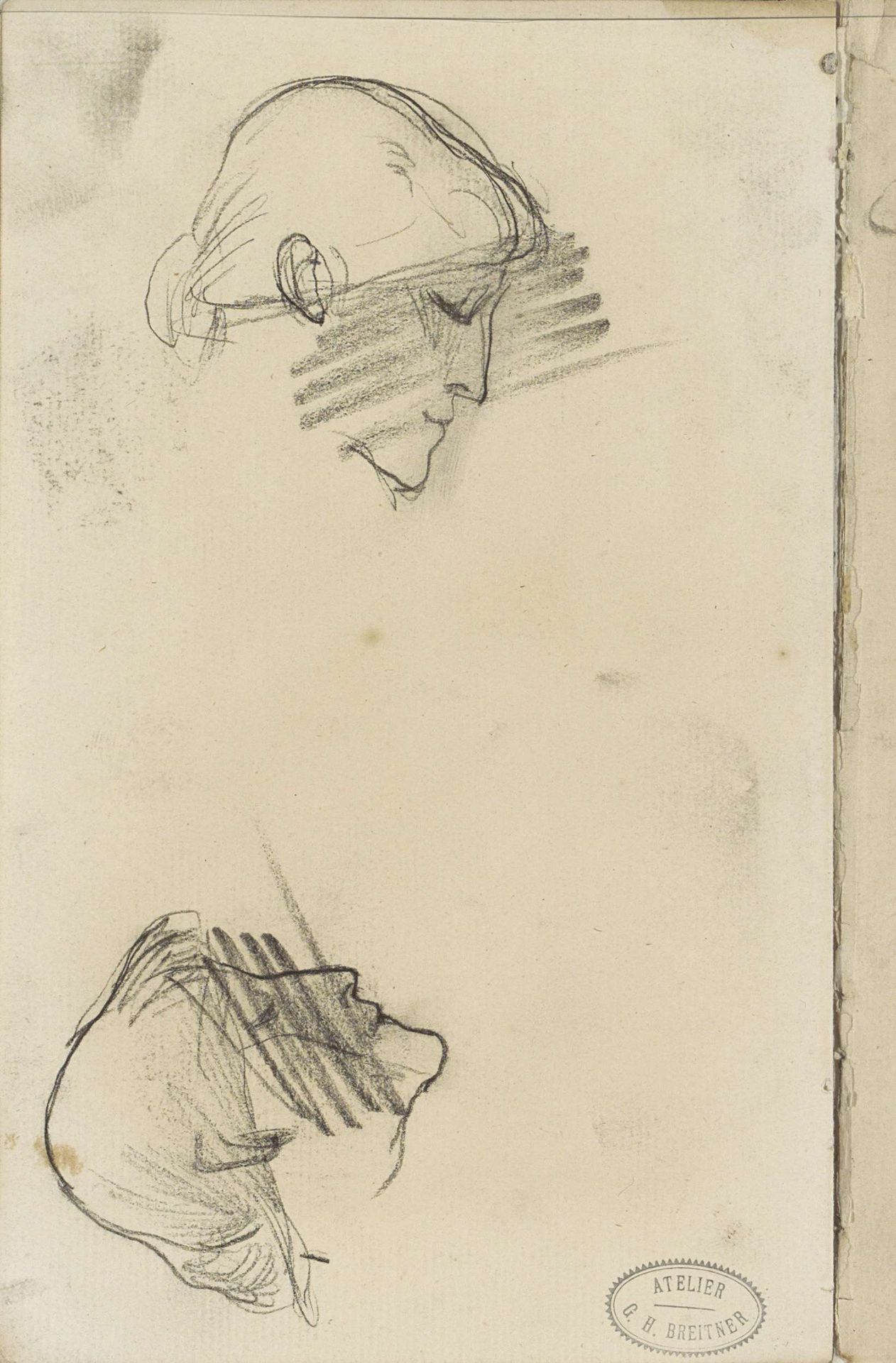 Twee vrouwenhoofden, in profiel by George Hendrik Breitner
