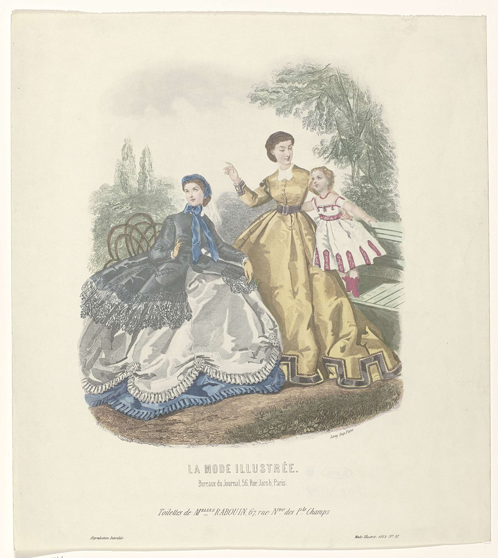 La Mode Illustrée, 1865, No. 37: Toilettes de Melles Rabouin (...). by Anonymous