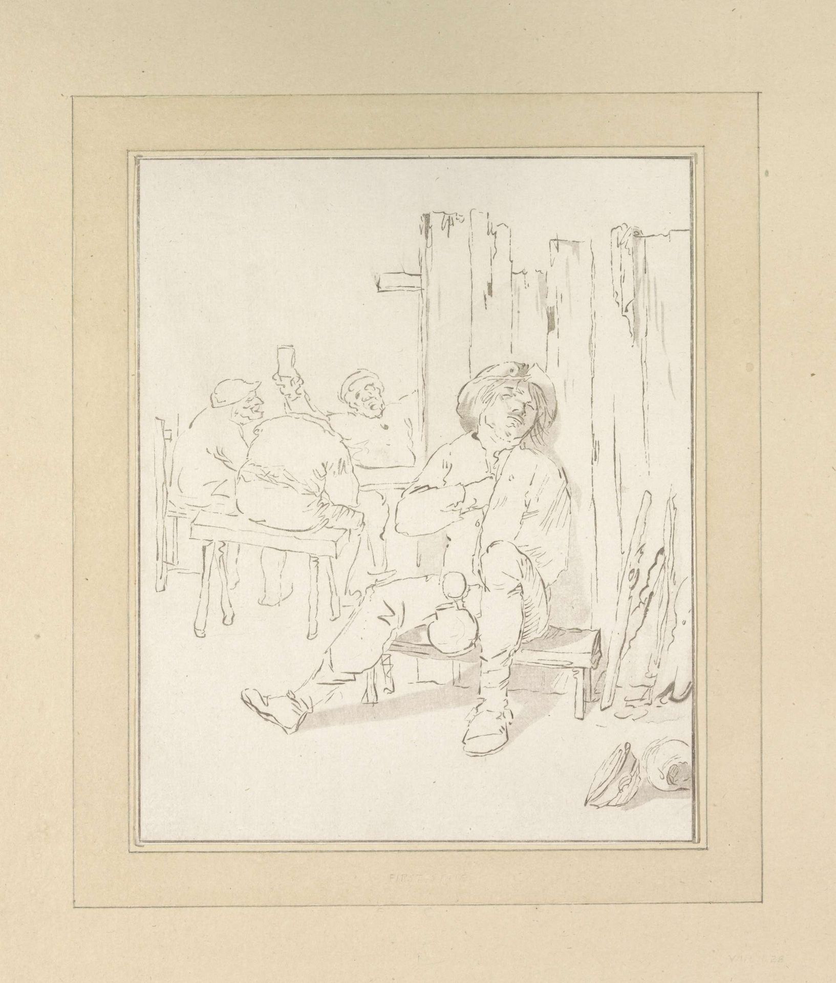 Dronken boer in herberg by Bernhard Schreuder