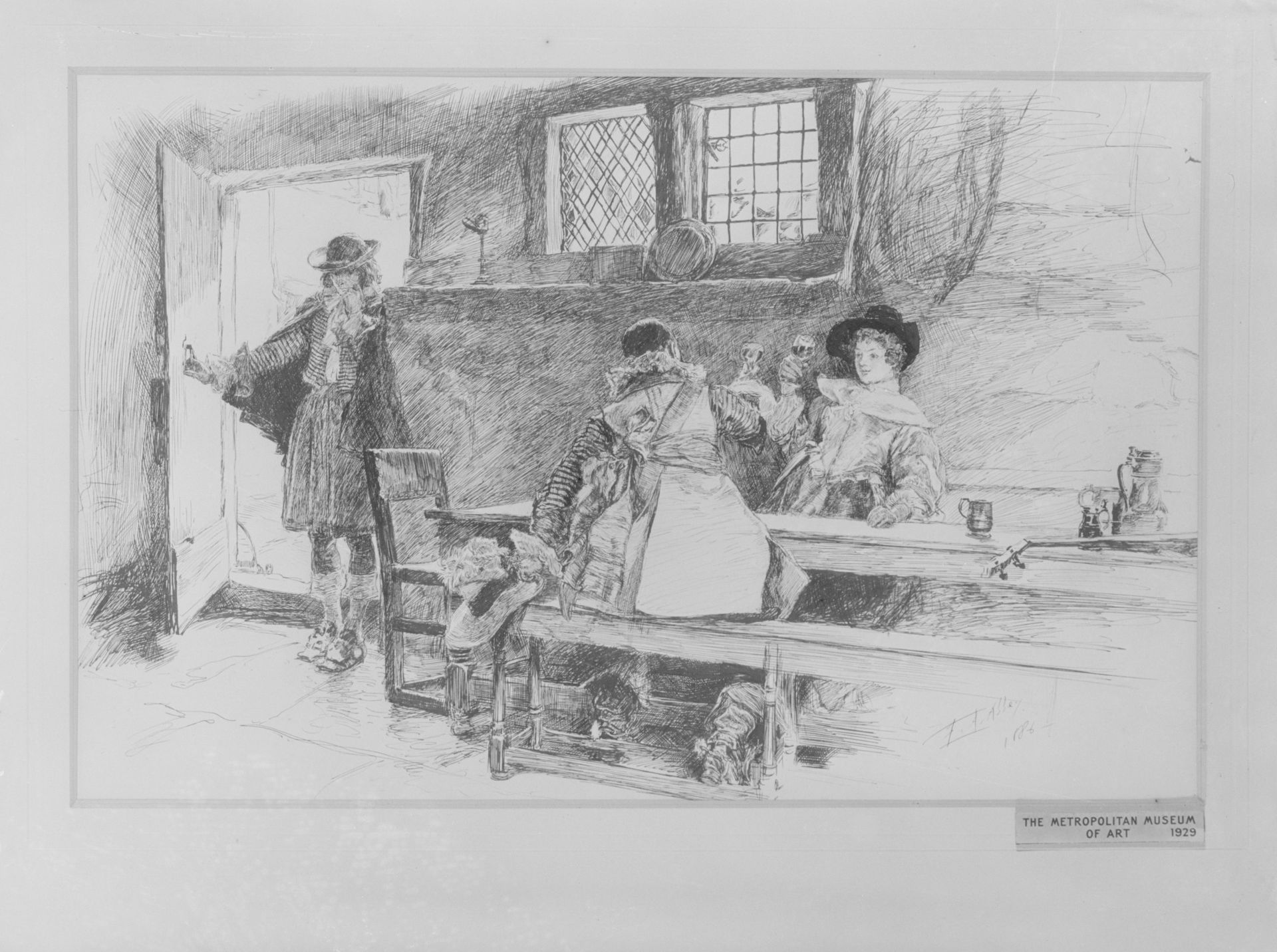 In a Tavern, Illustration for "Phillada Flouts Me" by Edwin Austin Abbey