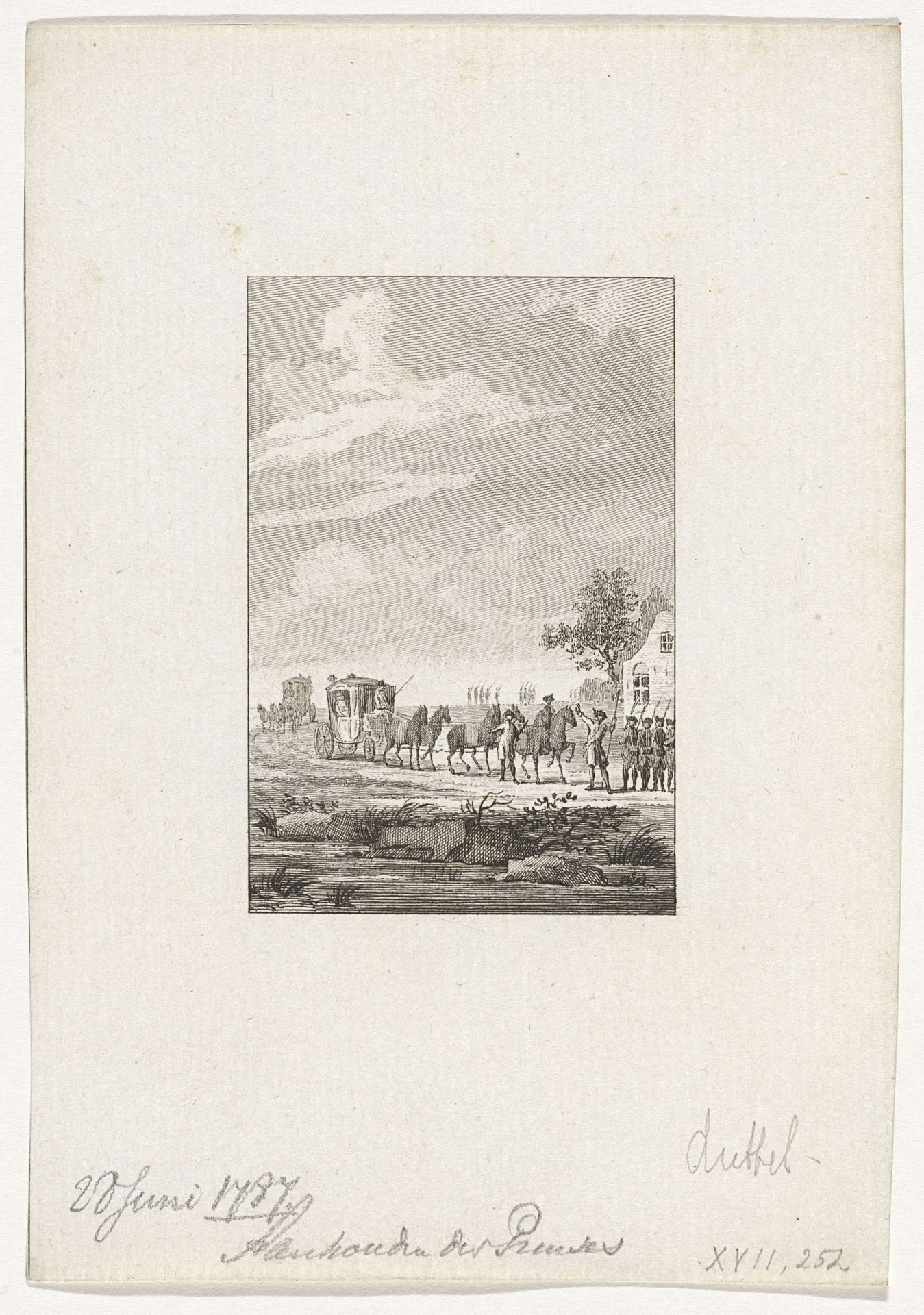 Aanhouding van de prinses bij Goejanverwellesluis, 1787 by Reinier Vinkeles