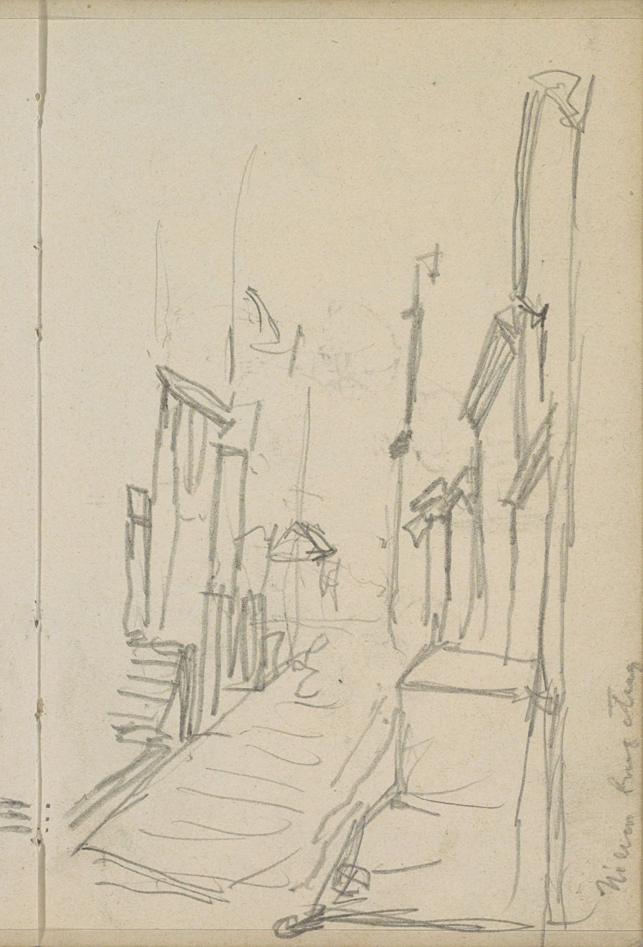 Gezicht op de Nieuwe Brugsteeg te Amsterdam by George Hendrik Breitner
