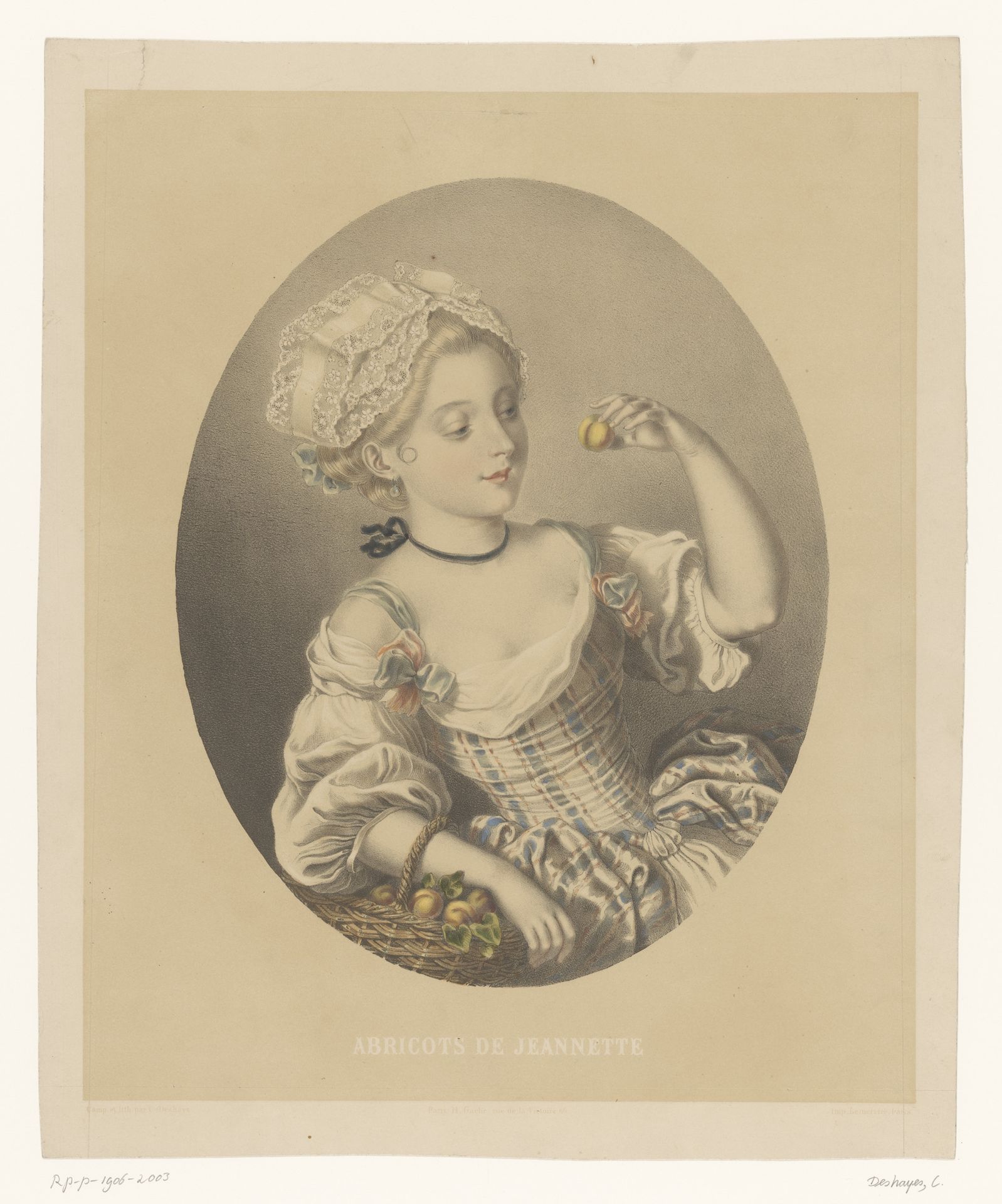 Jonge vrouw met abrikozen by Célestin Deshayes