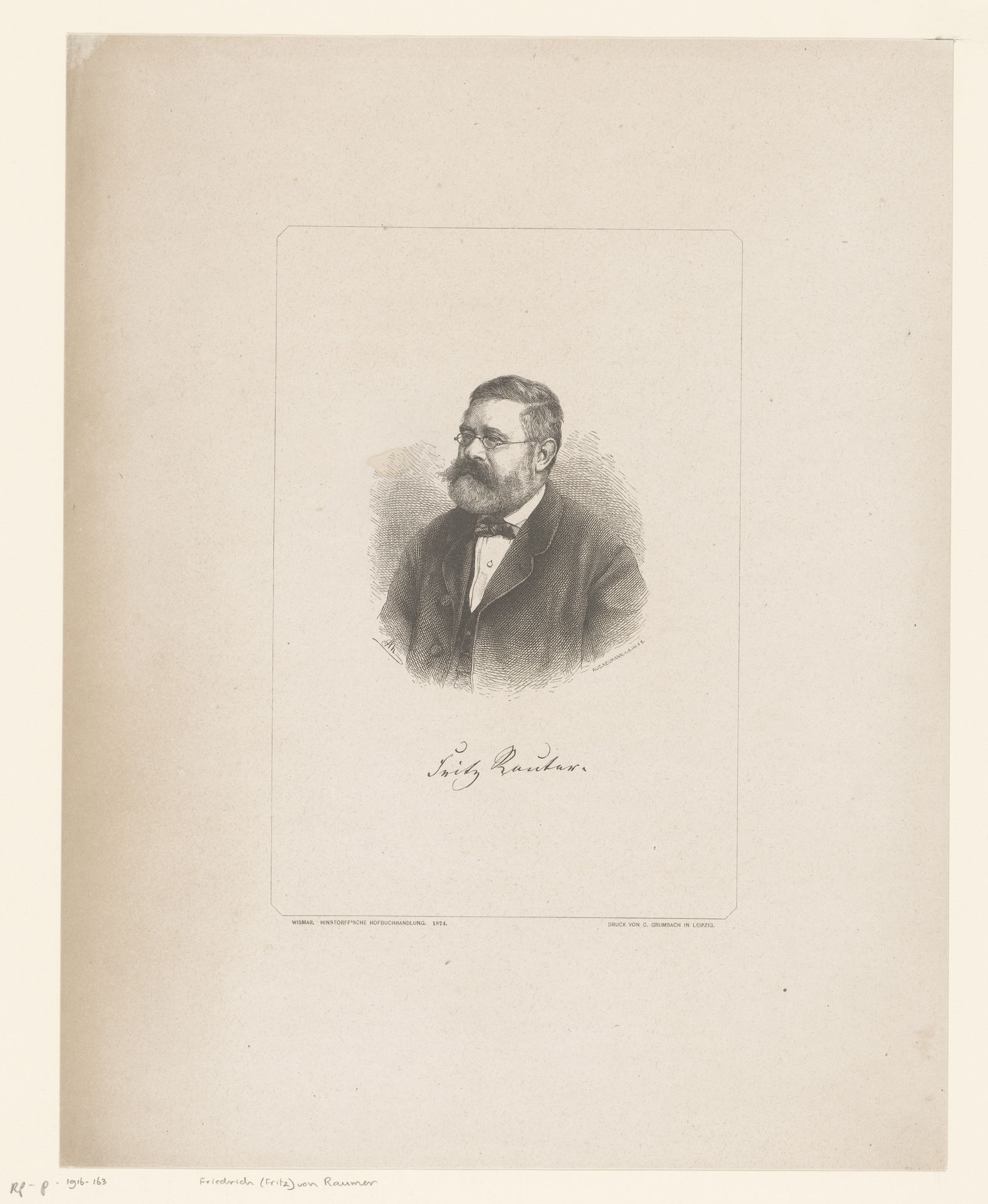 Portret van Friedrich von Raumer by August Neumann