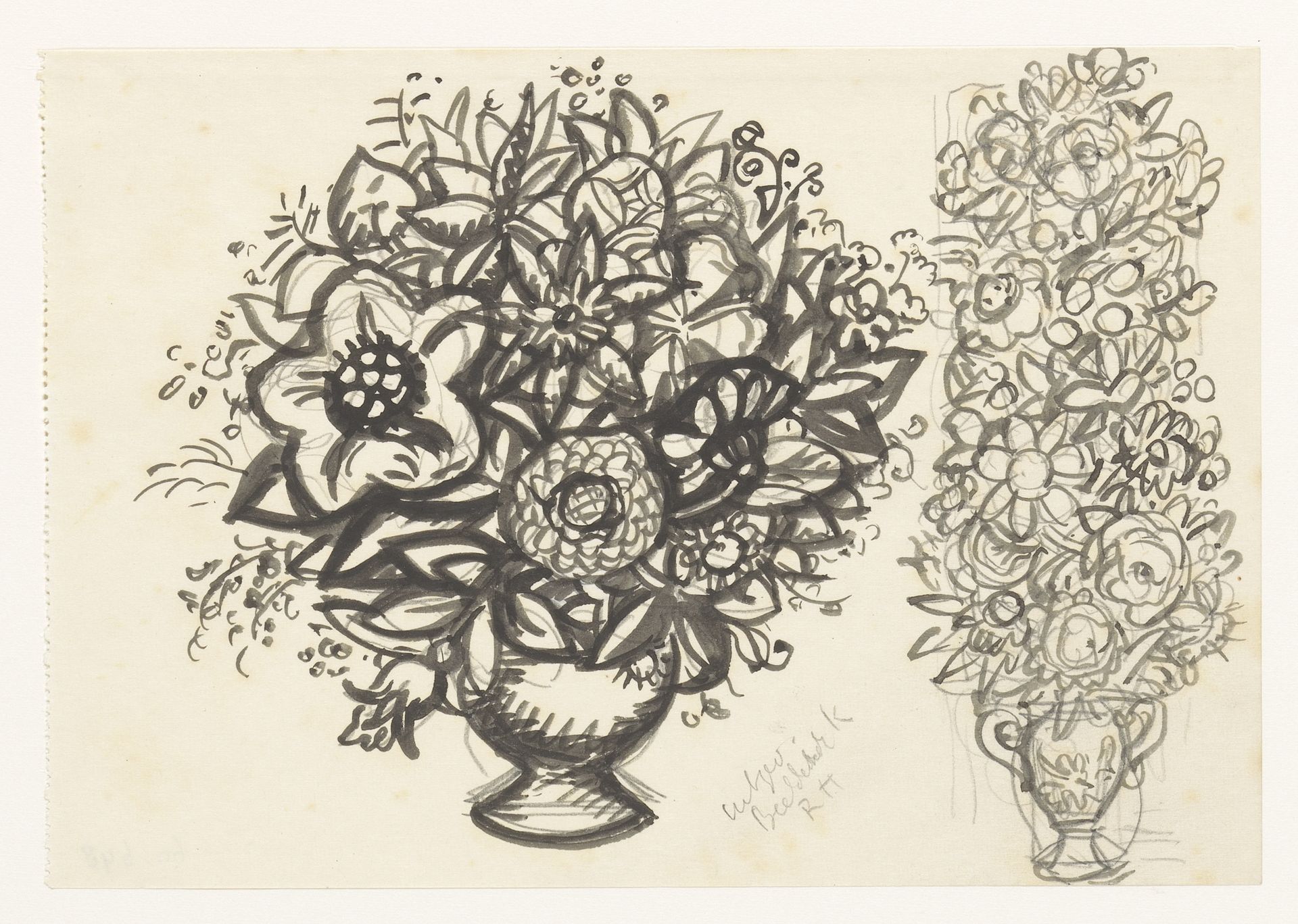 Twee vazen met bloemen by Leo Gestel