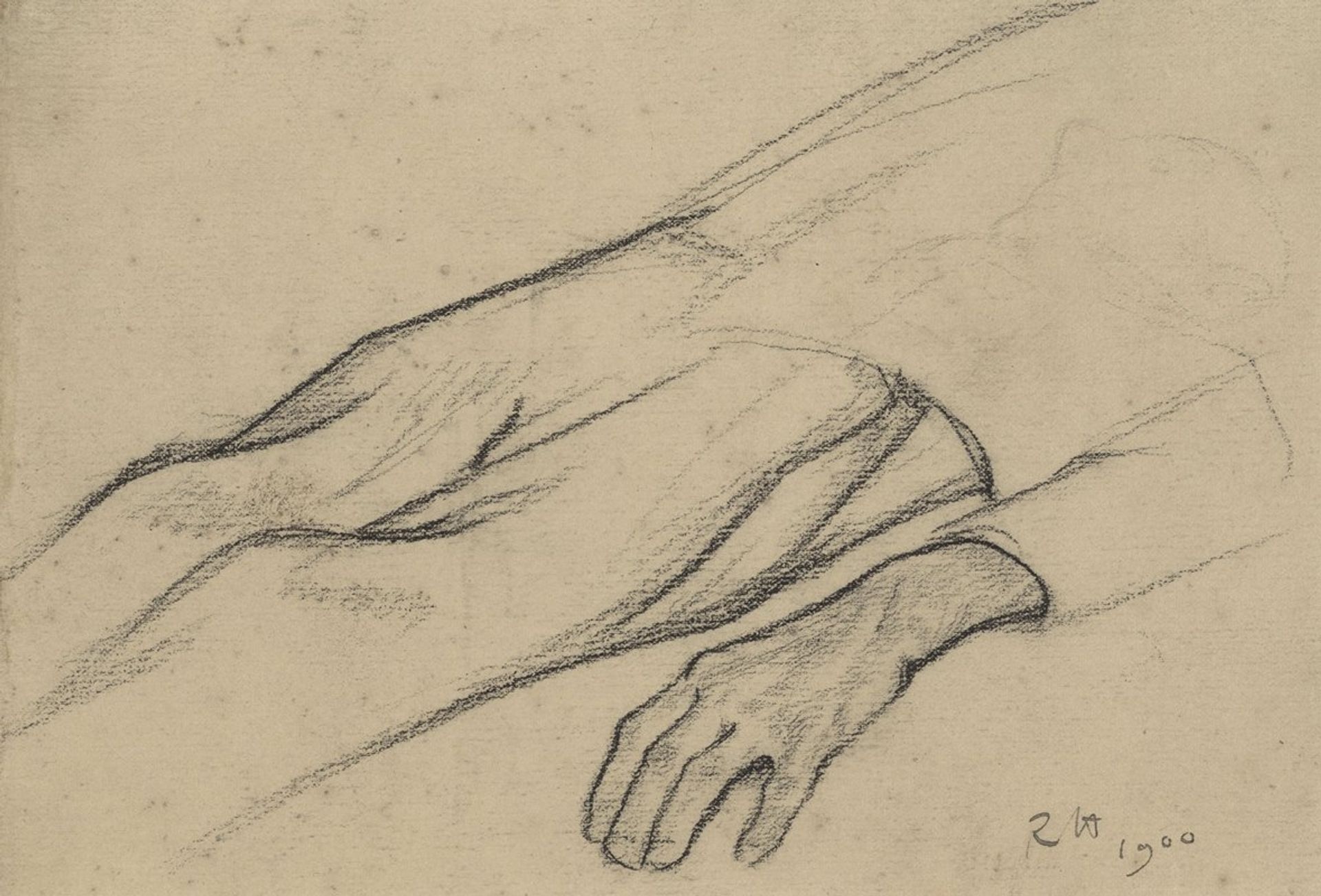 Onderlichaam van een liggende man by Richard Nicolaüs Roland Holst