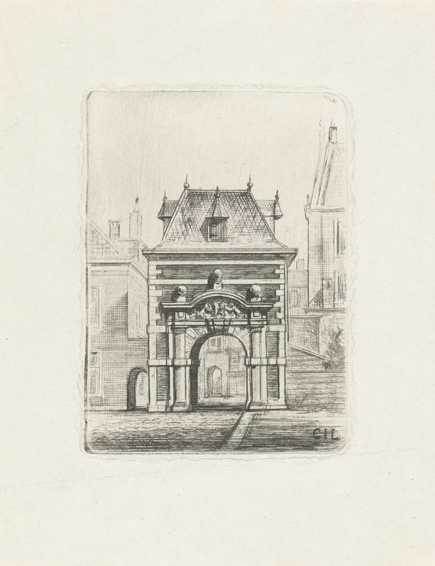 Poort op het Binnenhof te Den Haag by Cornelis Johan Laarman