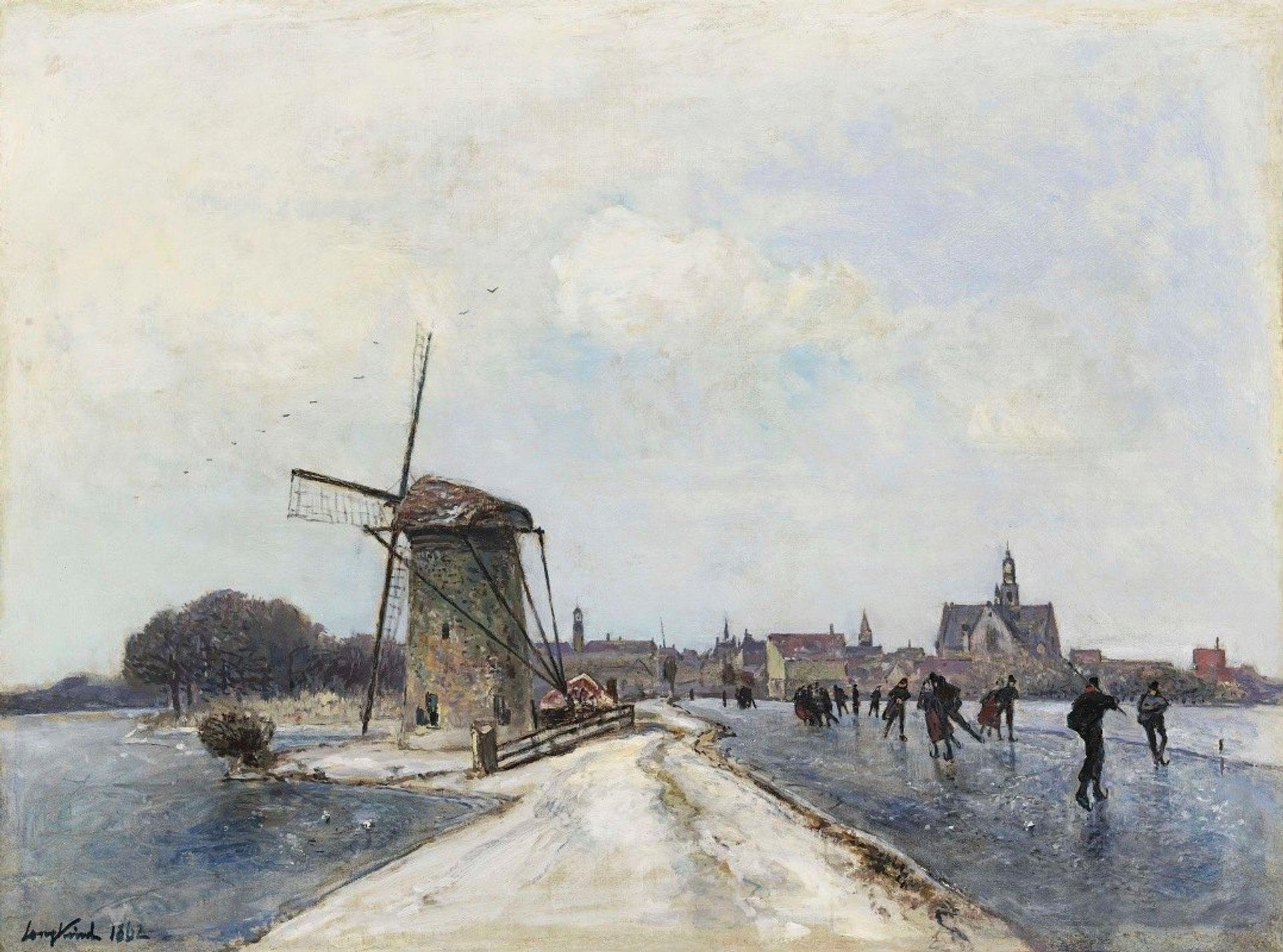 Patineurs À Maassluis by Johan Barthold Jongkind