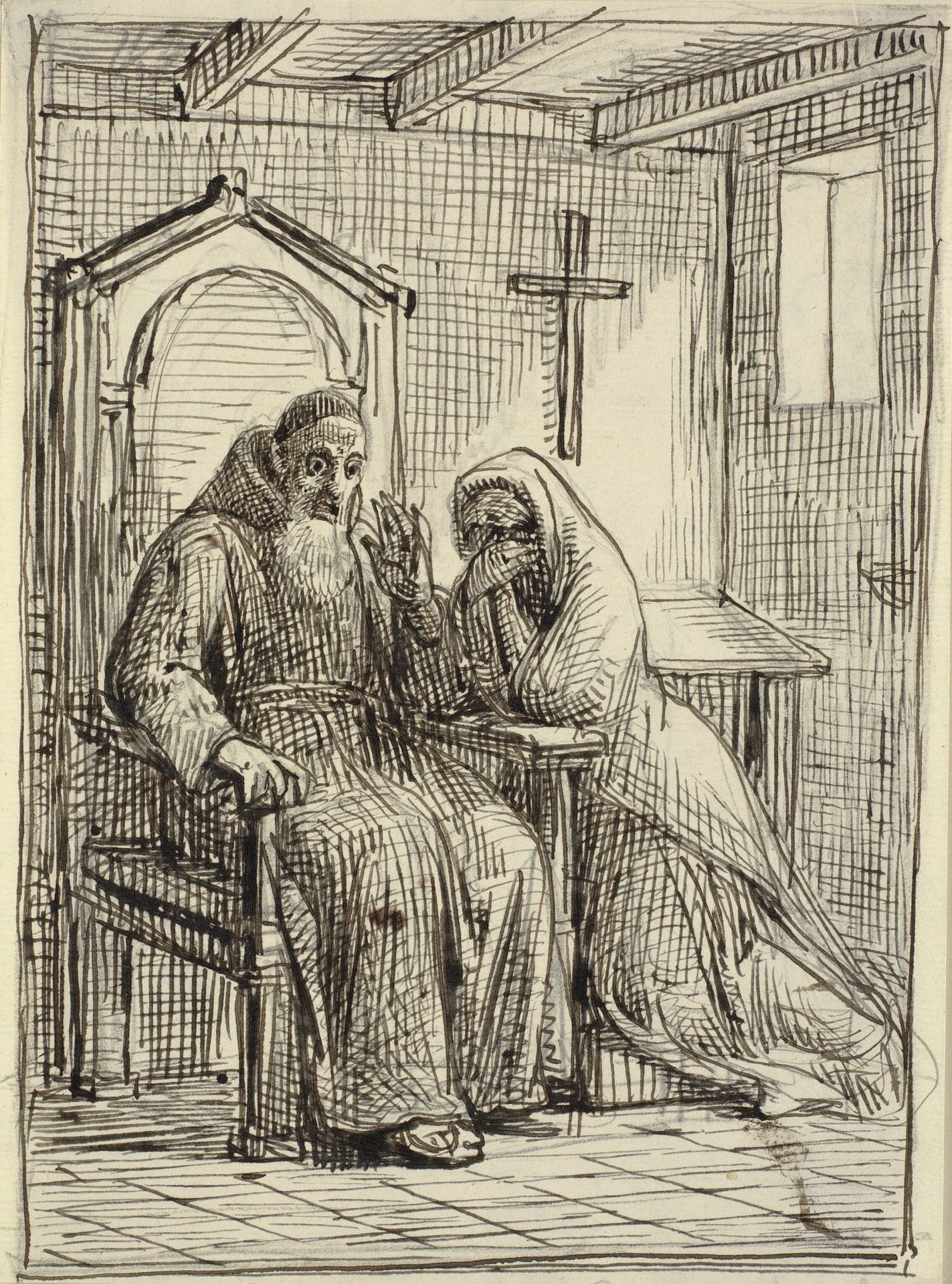 Den forfærdede skriftefader by Wilhelm Marstrand