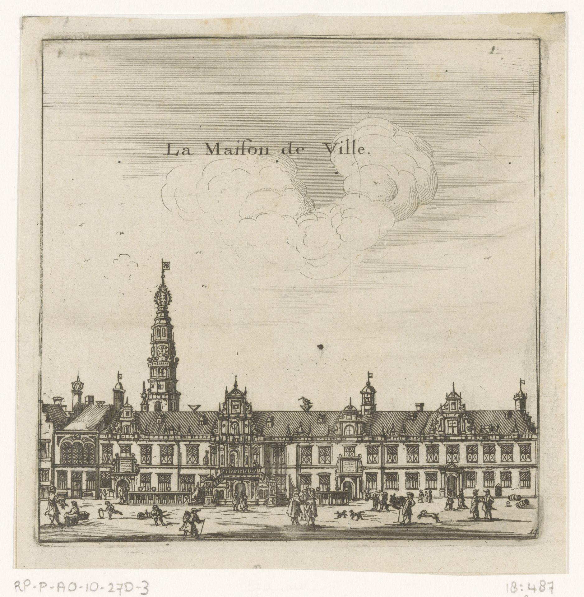 Gezicht op het stadhuis te Leiden by Anonymous