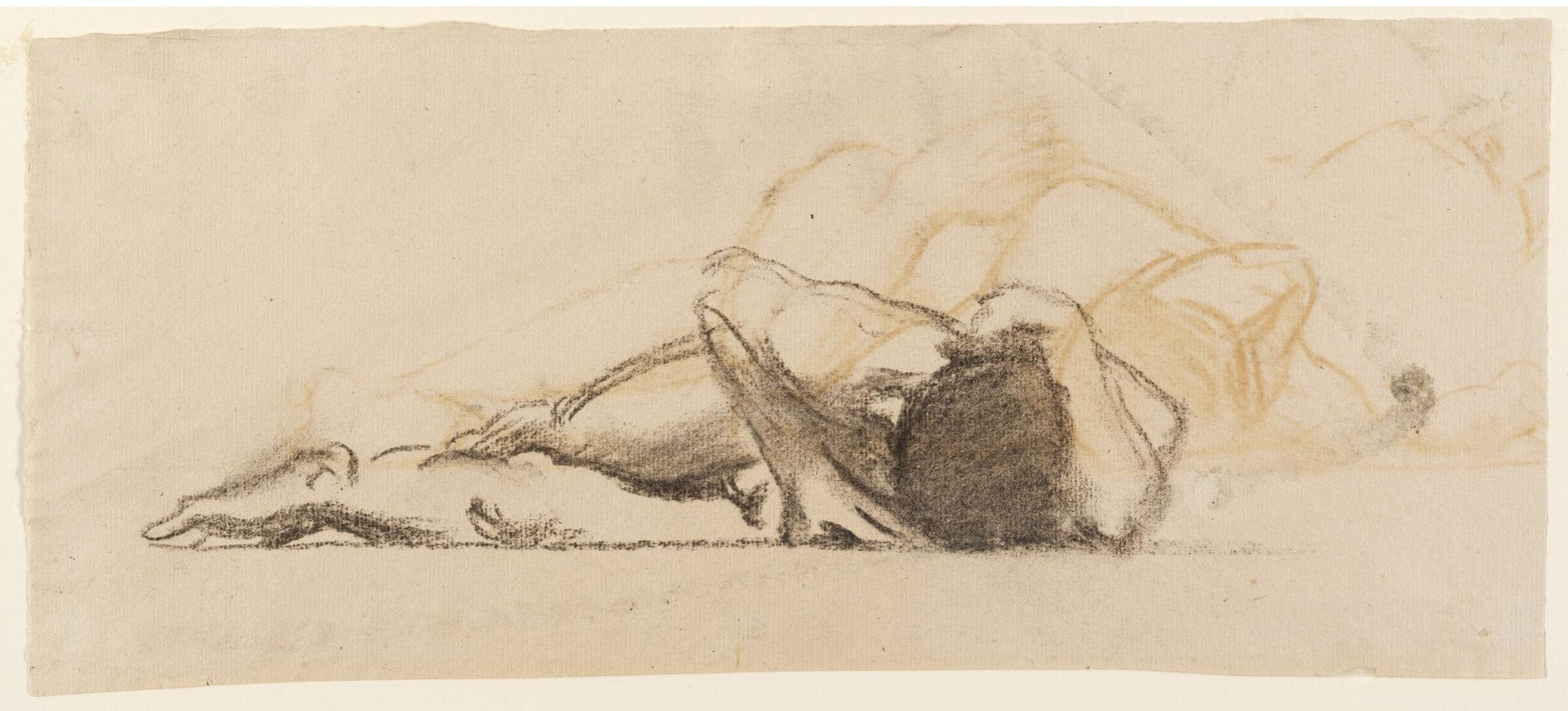 Prostrate Male Nude, for "Israelites Oppressed," Boston Public Library by John Singer Sargent