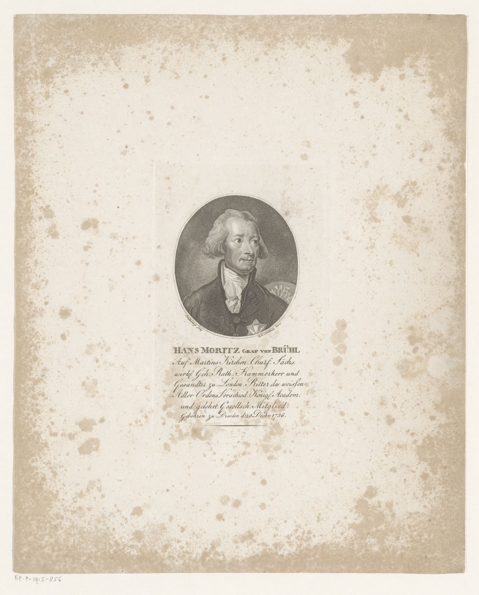 Portret van Hans Moritz von Brühl by Konrad Westermayr