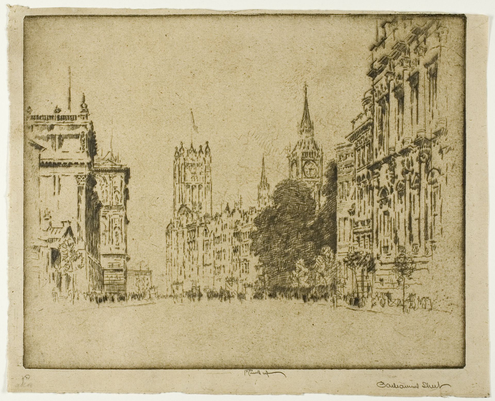 Parliament Street, Westminster by Joseph Pennell