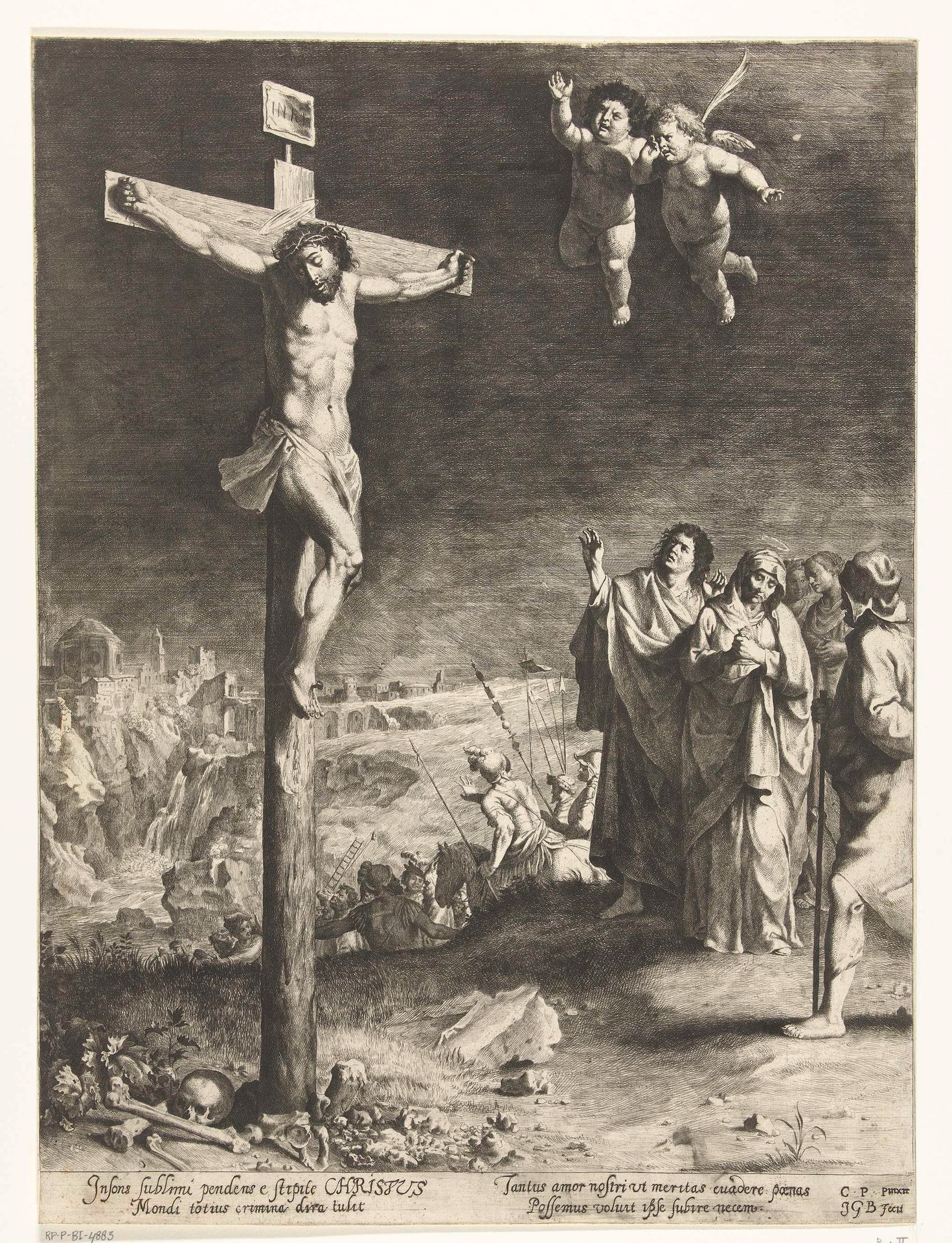 Christus aan het kruis met treurende Maria en Johannes by Jan Gerritsz van Bronckhorst