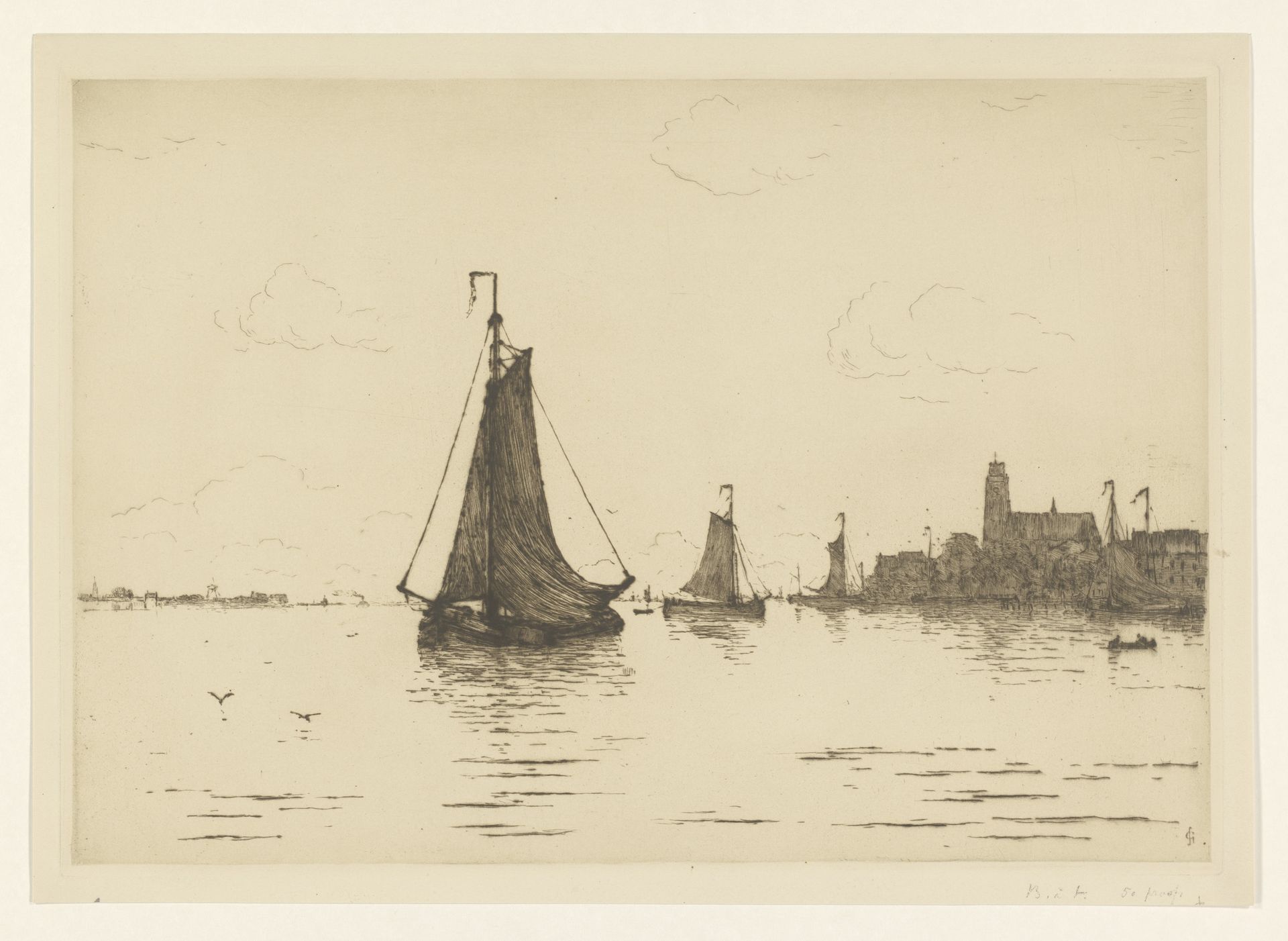 Boten op rivier by Carel Nicolaas Storm van 's-Gravesande