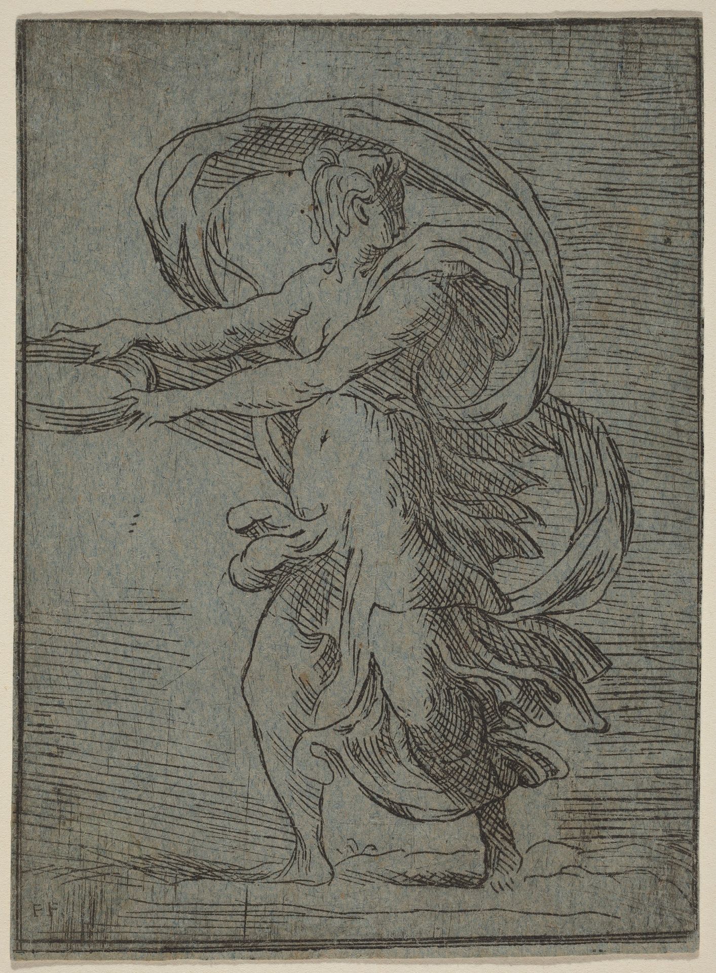 Woman Carrying a Tray by Master F.P.