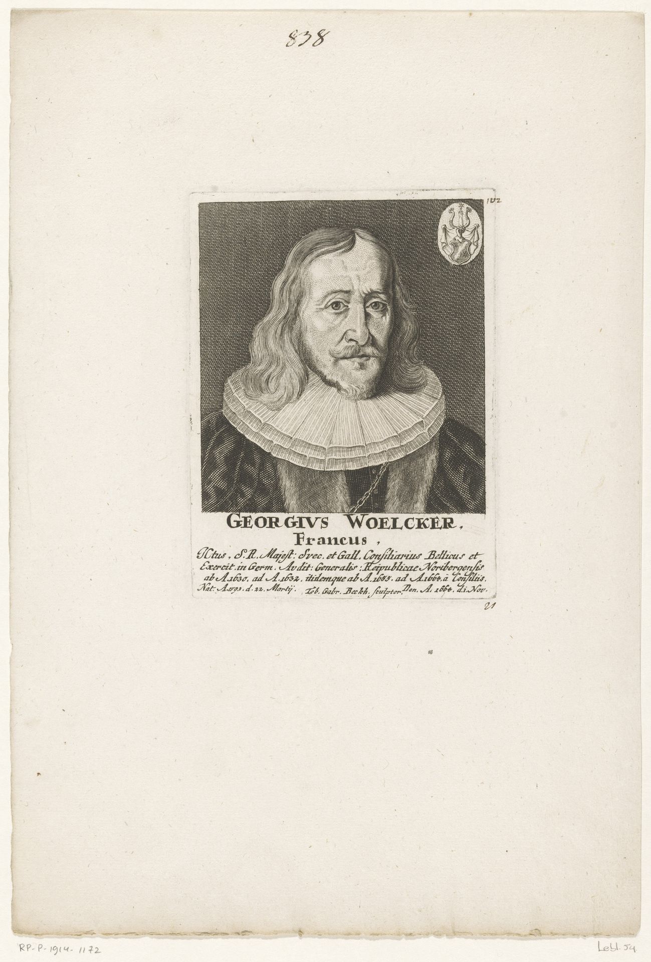 Portret van Georg Woelcker by Tobias Gabriel Beck