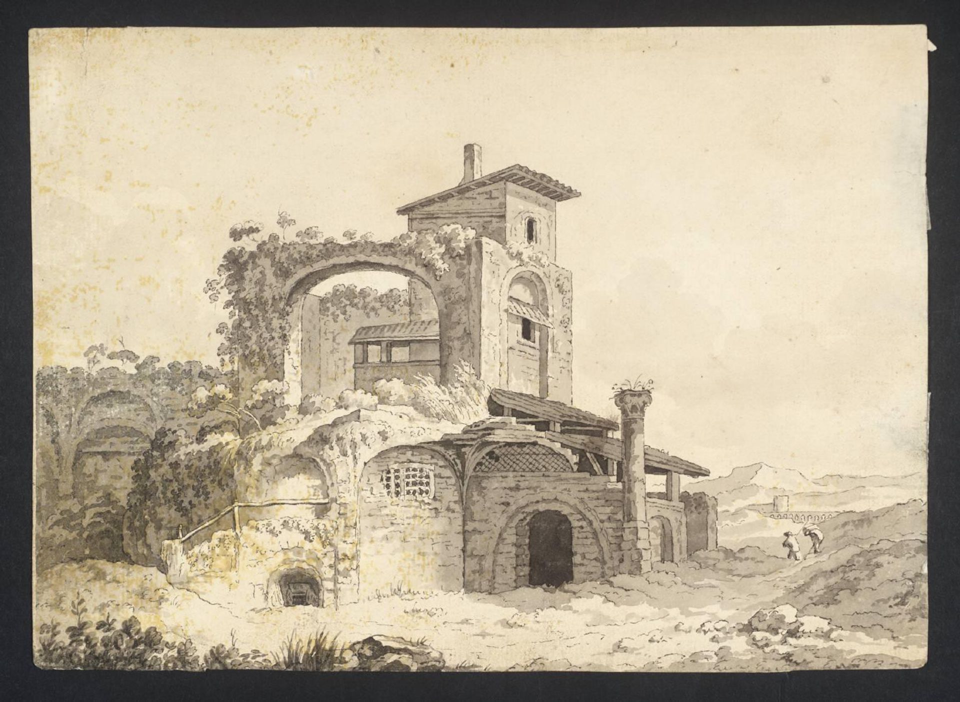 A Ruined Villa in the Campagna by British School 18th century