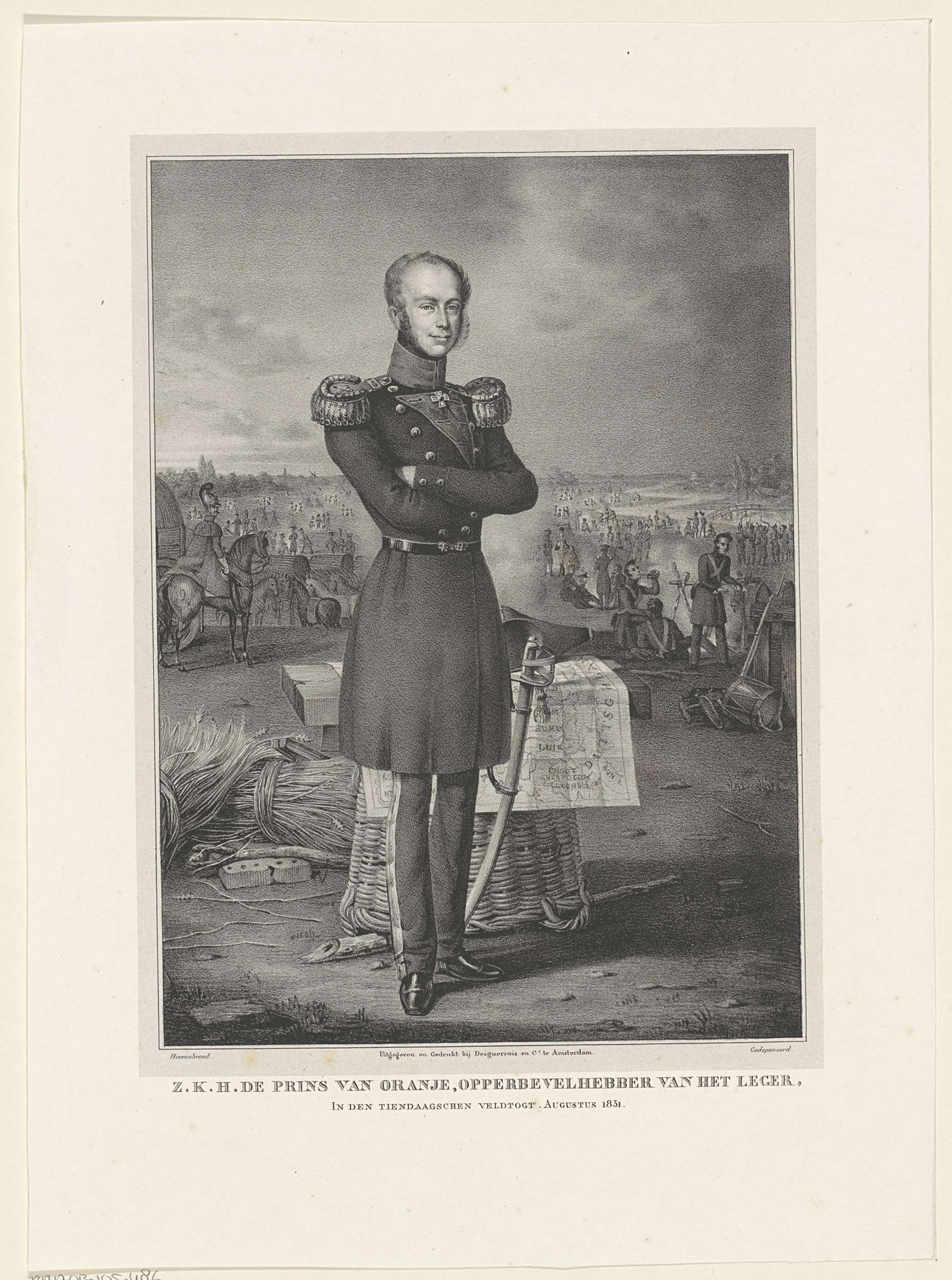Portret van Willem II, koning der Nederlanden by Hendrik Jan Heerenbrood