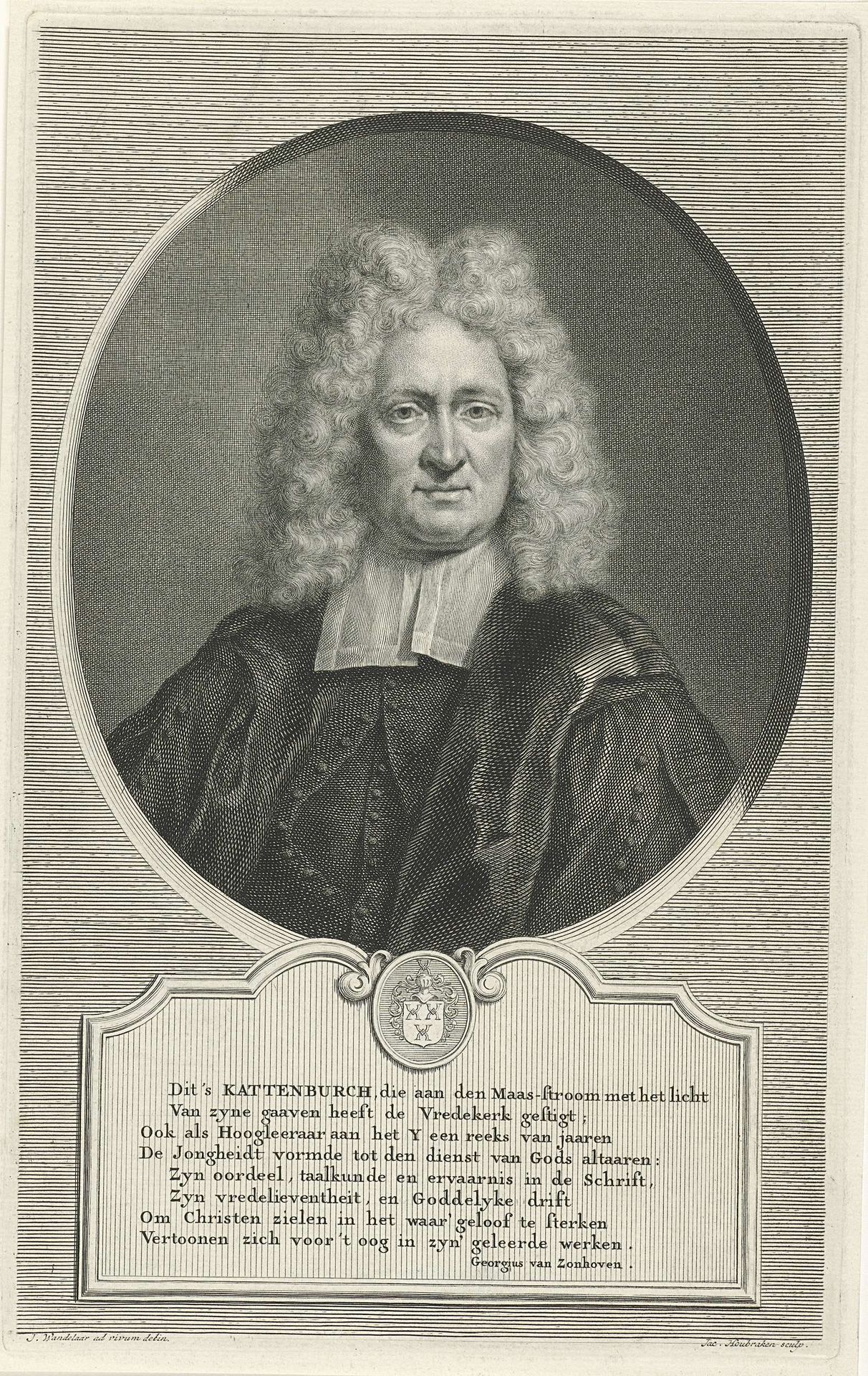 Portret van Adriaan van Cattenburg by Jacob Houbraken