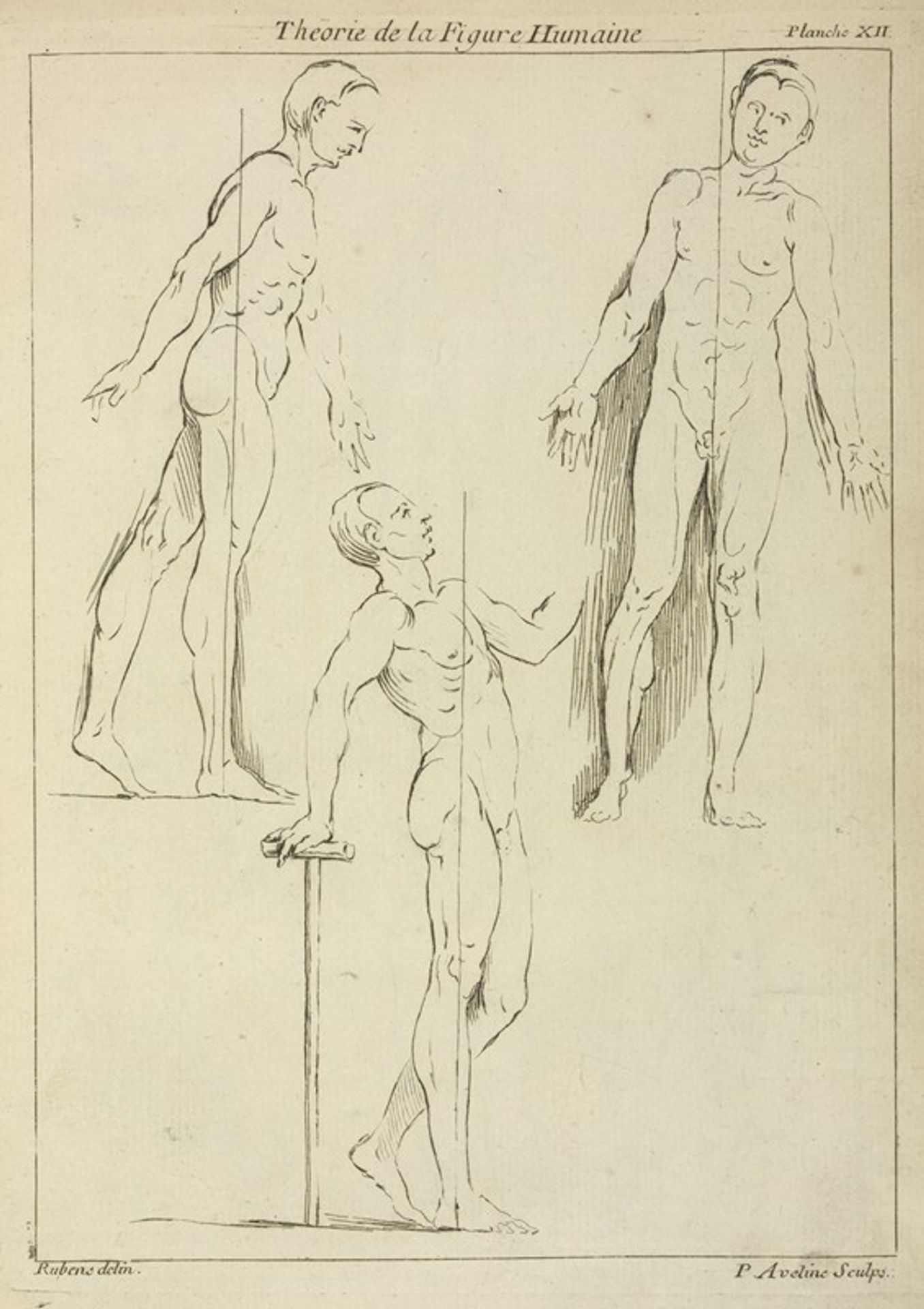 Three standing figures, seen from side and front by Peter Paul Rubens