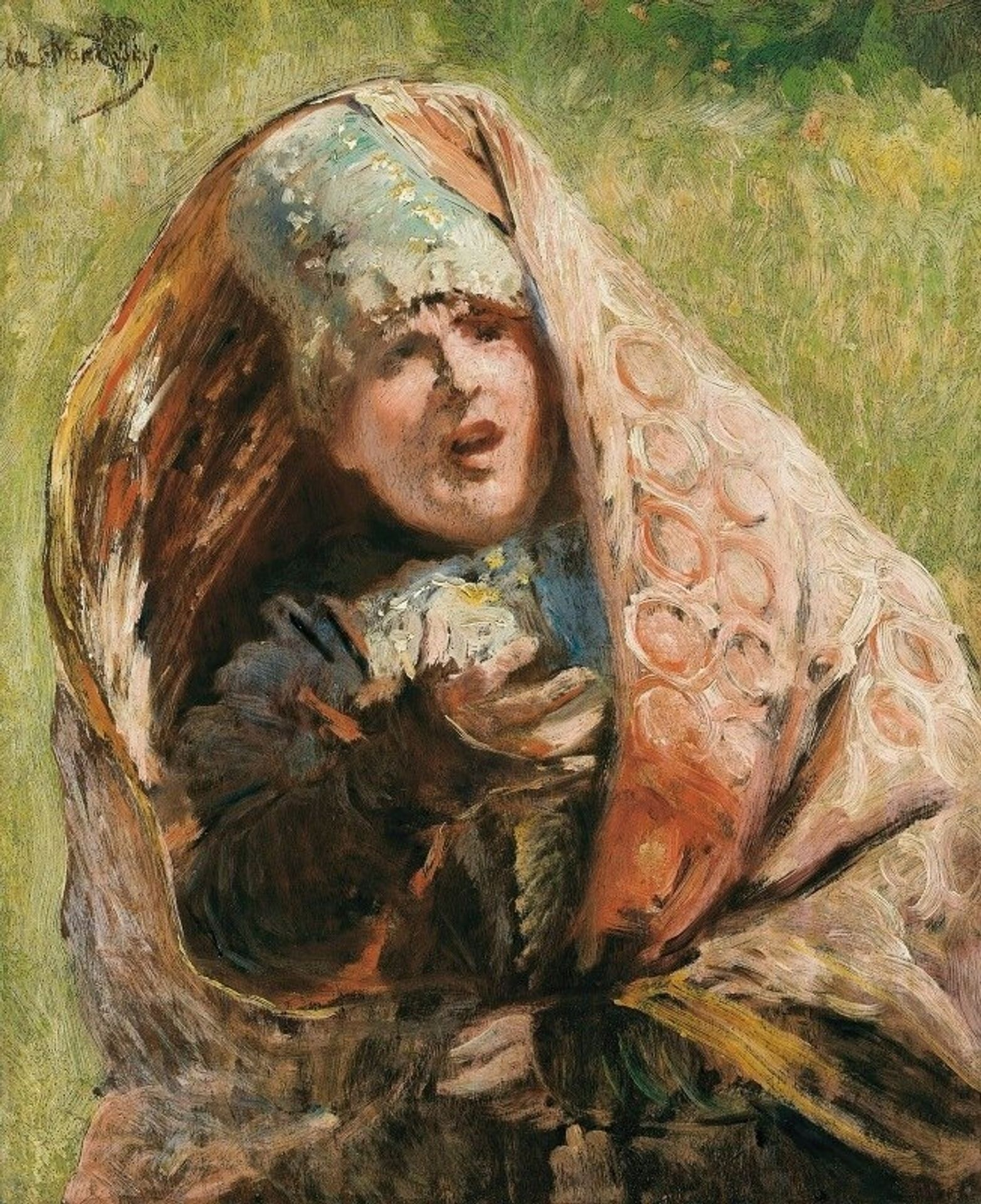 Portrait Of A Peasant Woman; Study For Minin Appealing To People Of Nizhnii Novgorod by Konstantin Egorovich Makovsky