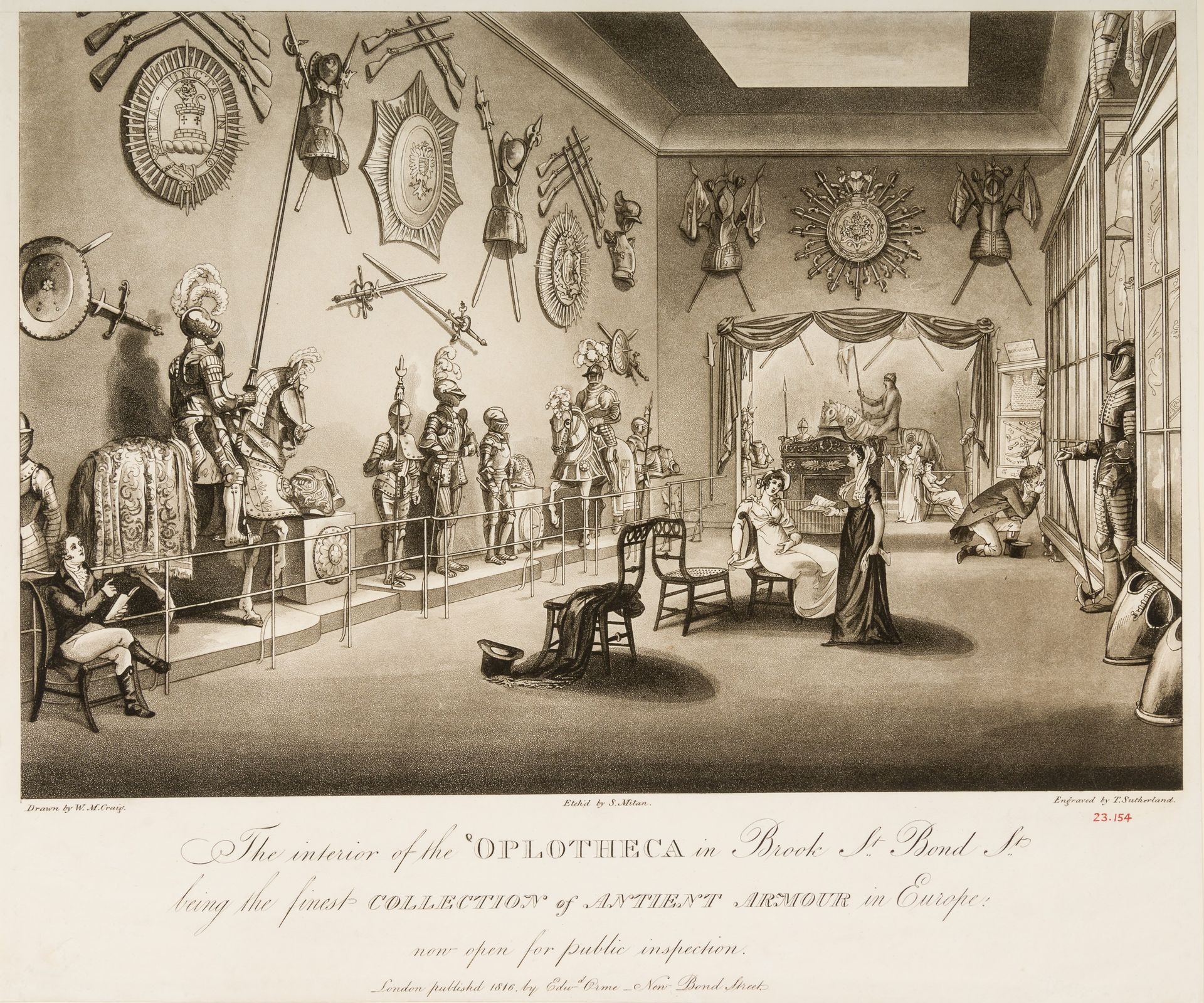The interior of the Oplotheca in Brook St. Bond St. being the finest Collection of Antient Armour in Europe, now open for public inspection by William Marshall Craig