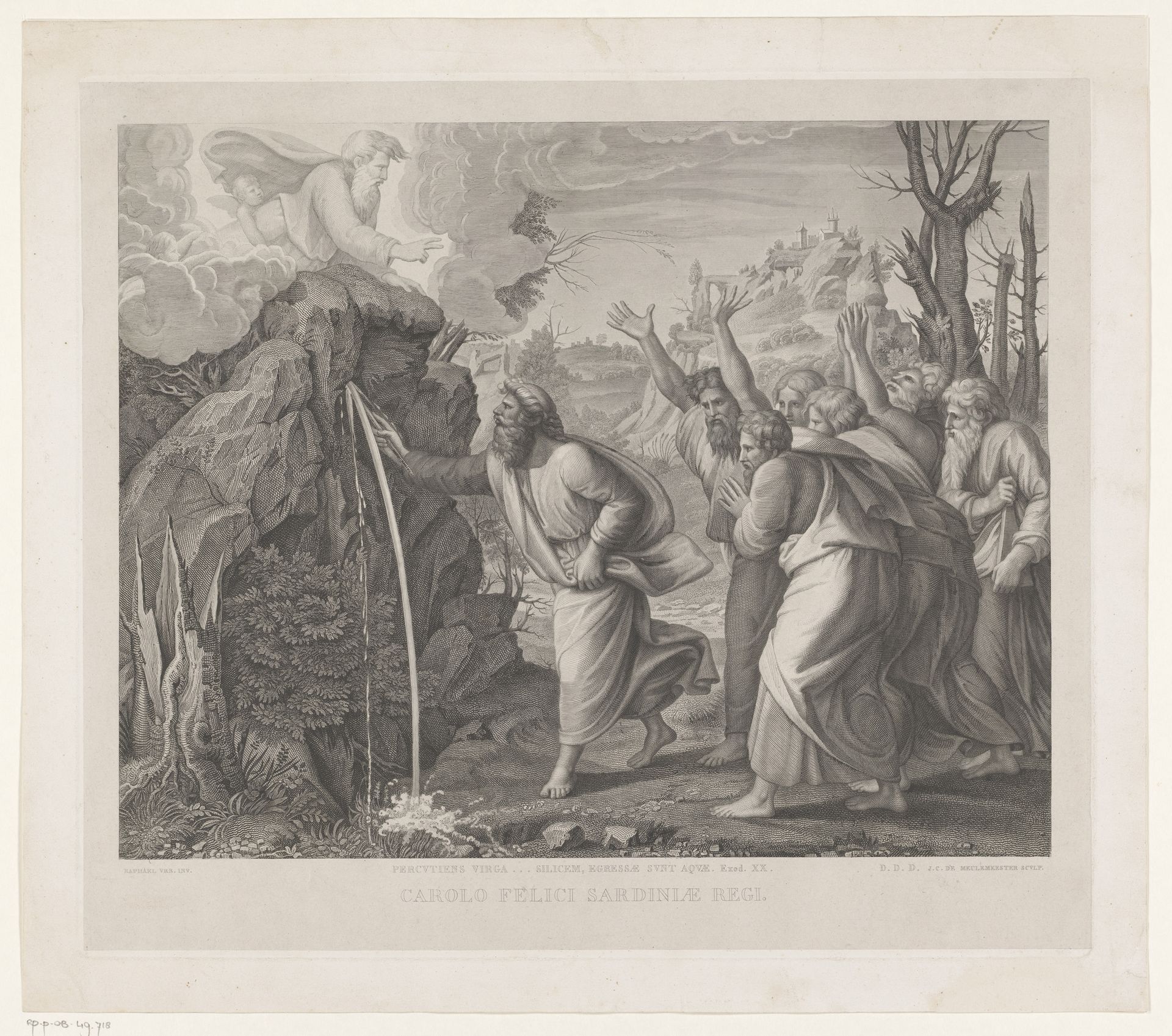 Mozes slaat water uit de rotsen by Jozef Karel De Meulemeester