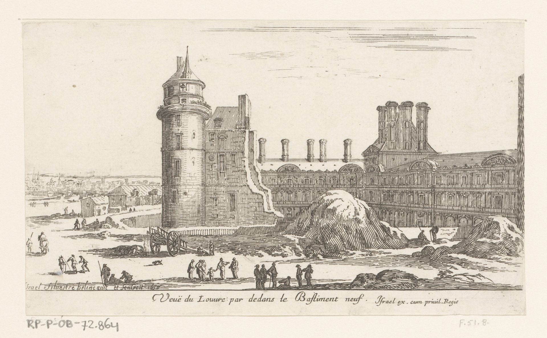 Gezicht op het Louvre by Israel Silvestre