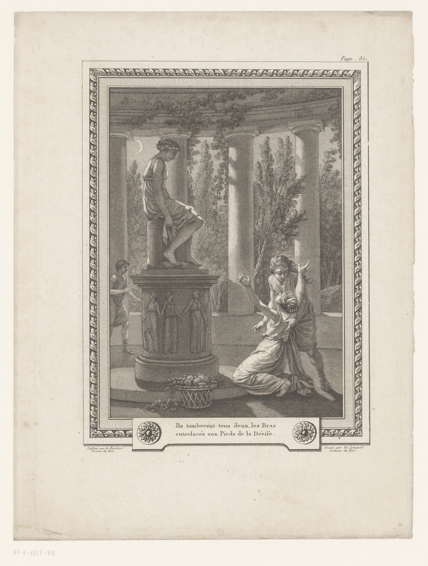 Twee vrouwen voor een standbeeld by Joseph de Longueil