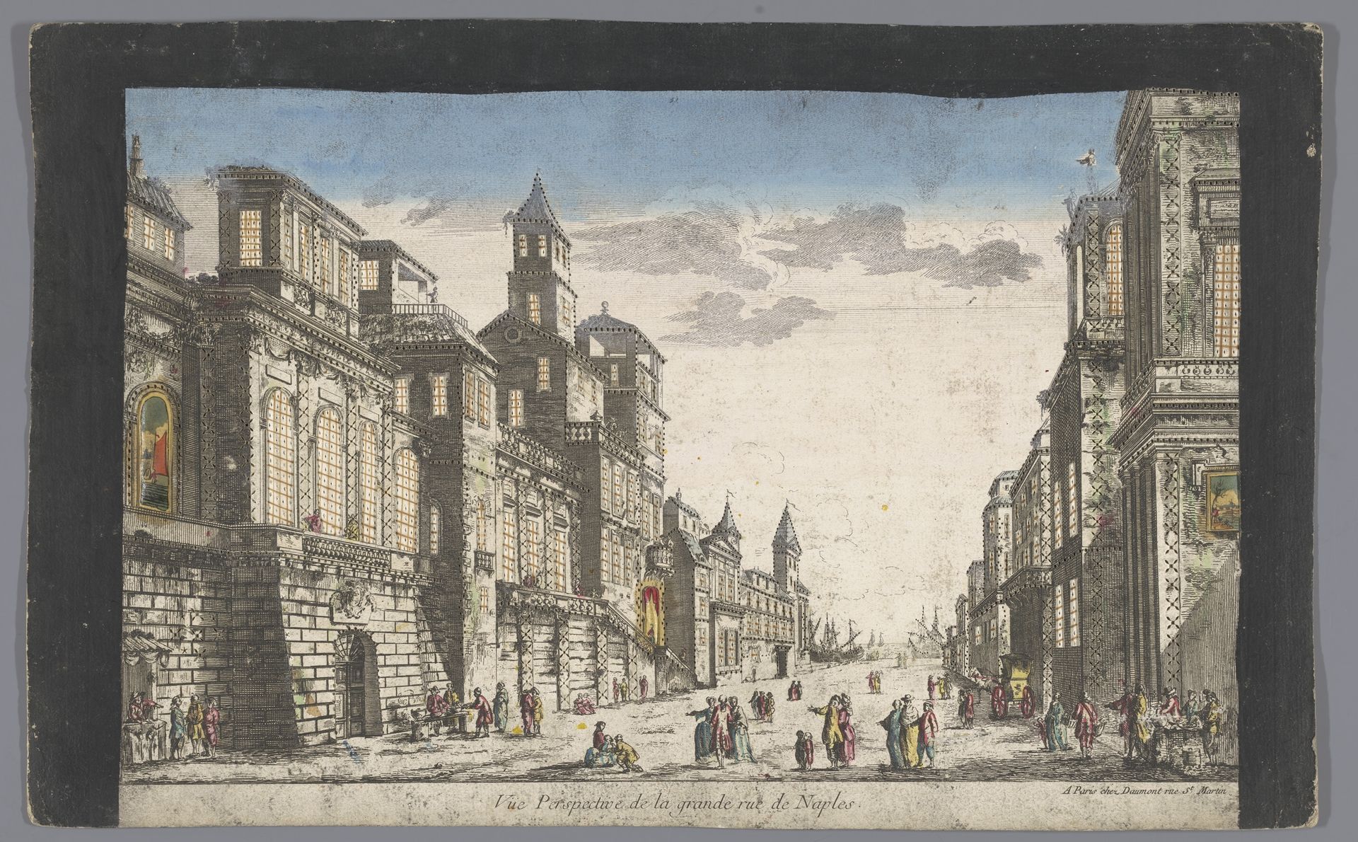 Gezicht op een straat richting de zee te Napels by Jean-François Daumont