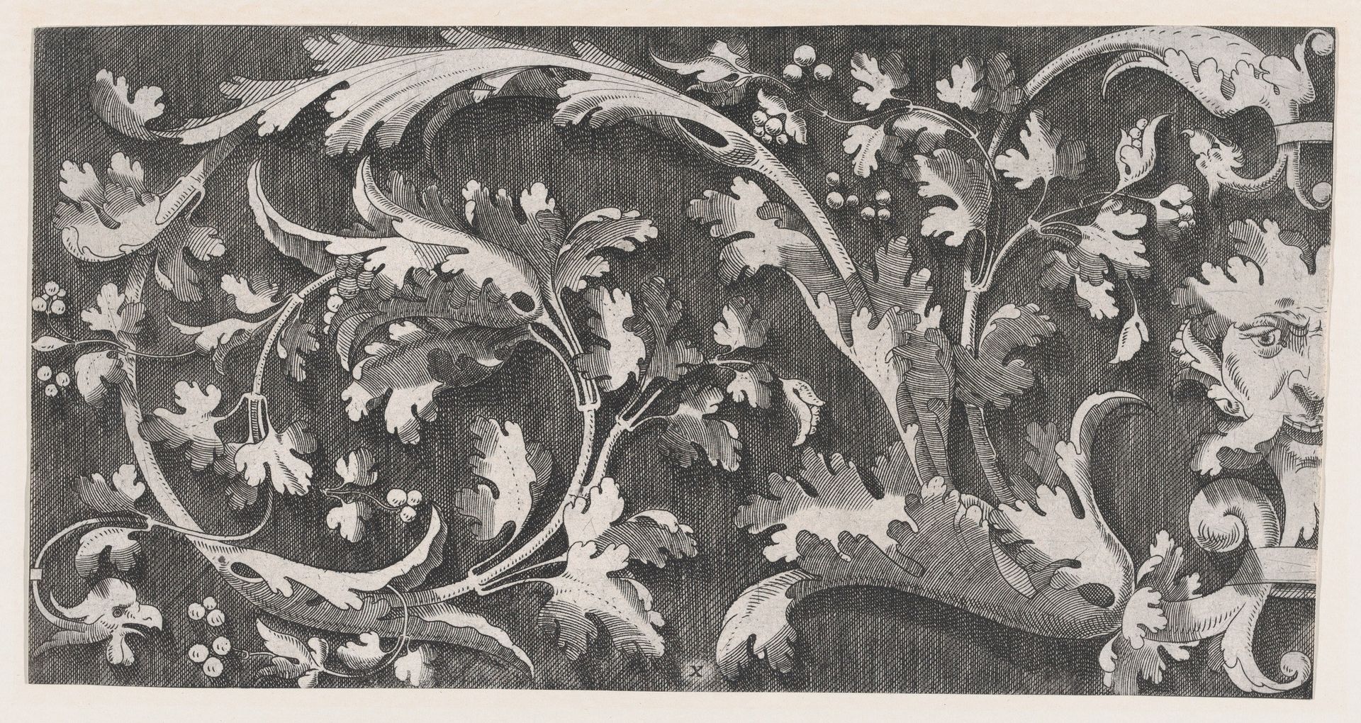 Ornamental Foliage with the Left Half of a Mask by Anonymous