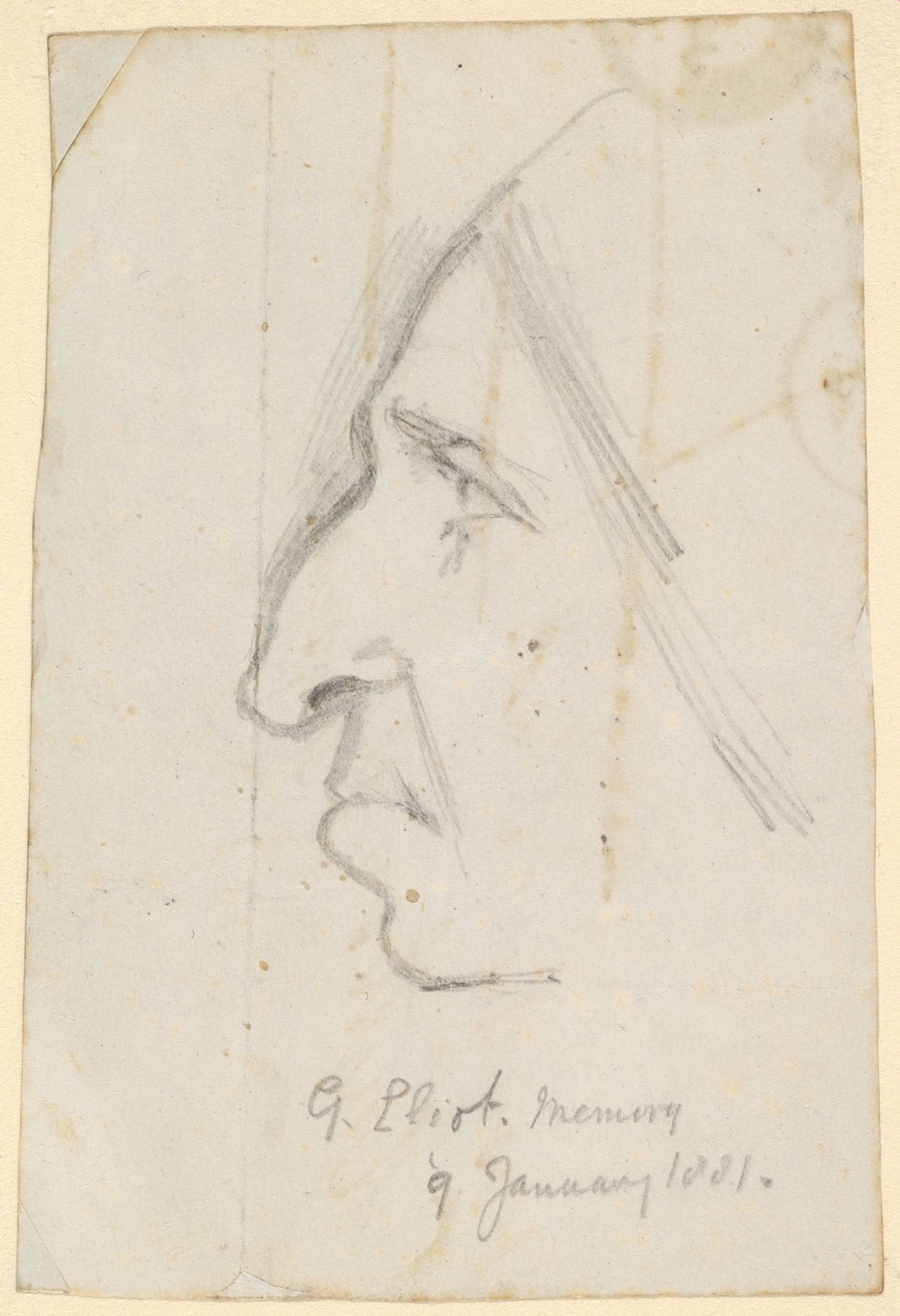 Portrait of George Eliot, seen in profile to the left by George Richmond