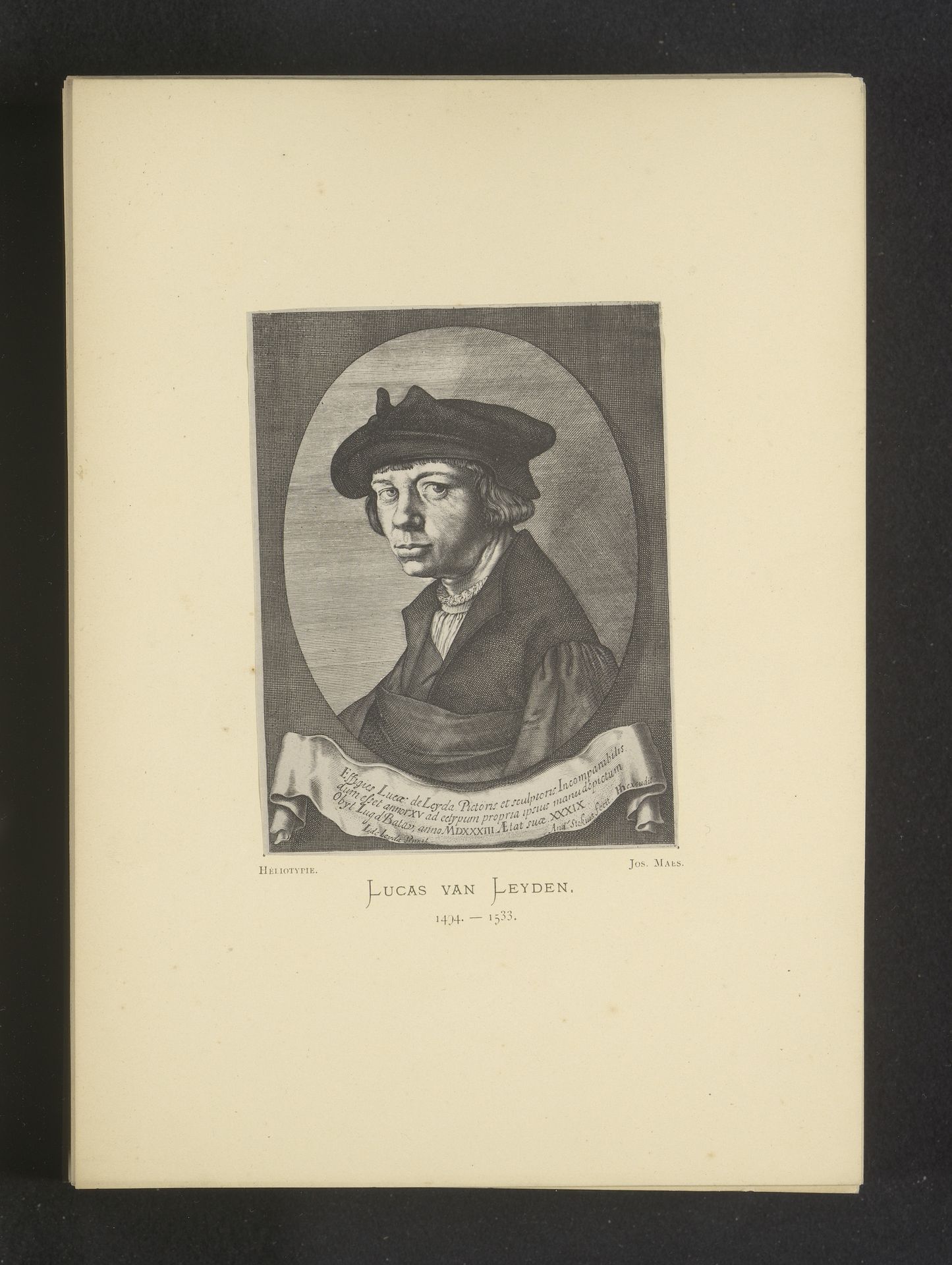 Reproductie van een gravure van een zelfportret door Lucas van Leyden by Joseph Maes