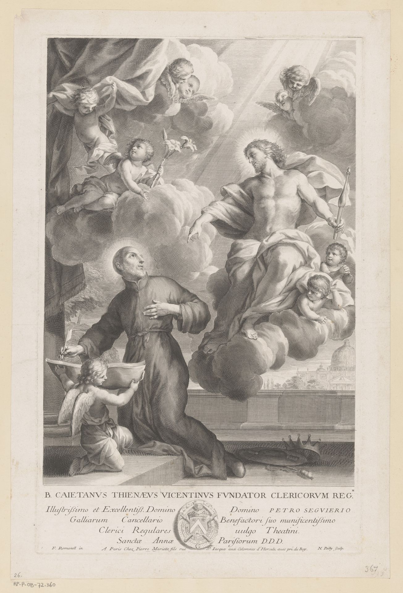 Christus verschijnt aan Cajetanus van Tiene by Nicolas de (I) Poilly