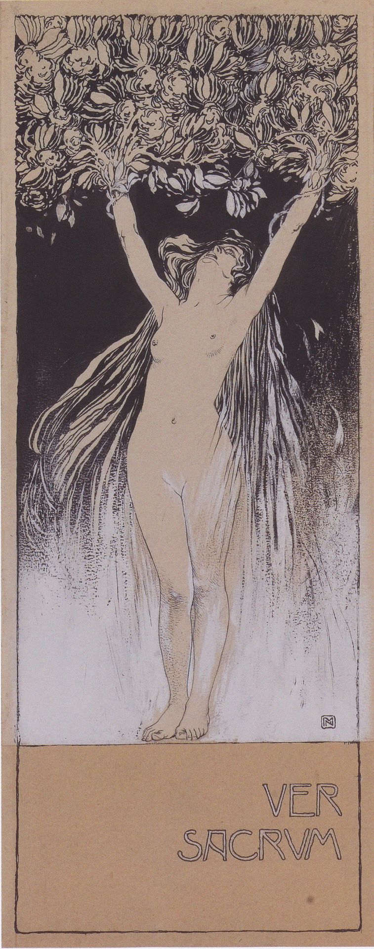 Allegory of Ver Sacrum, sketch of illustration to Ver Sacrum, 101 1898, p.1 by Koloman Moser
